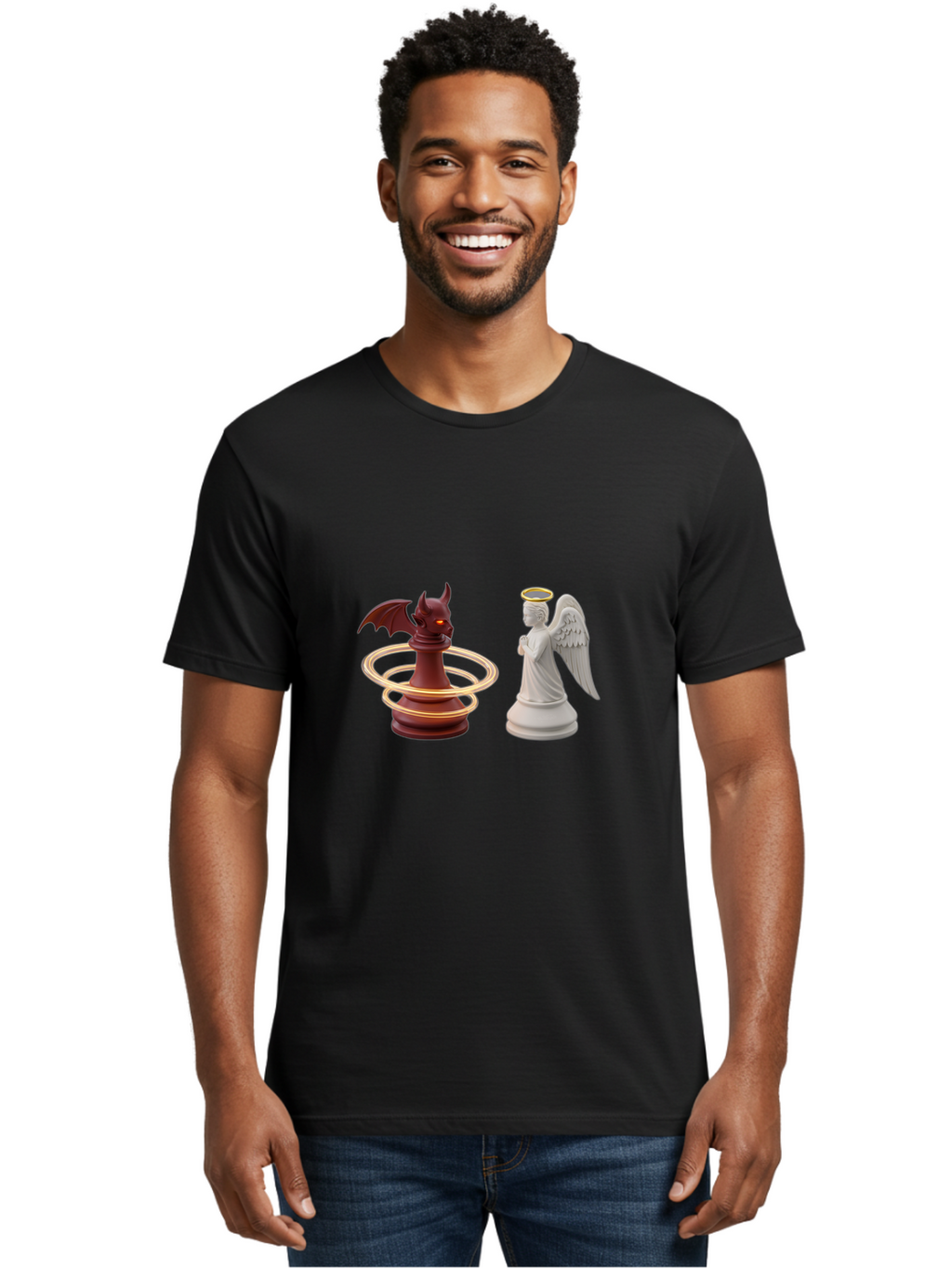 Chess-Pawn-Angel-Demon Men'S Graphic Tee, 100% Cotton, Comfortable Casual Summer Wear, Machine Washable, Vintage Camera, Old Camera, Antique Camera, Black Camera, Classic Photography, Photography Equipment, Nostalgic Device, Film Camera, Bah746
