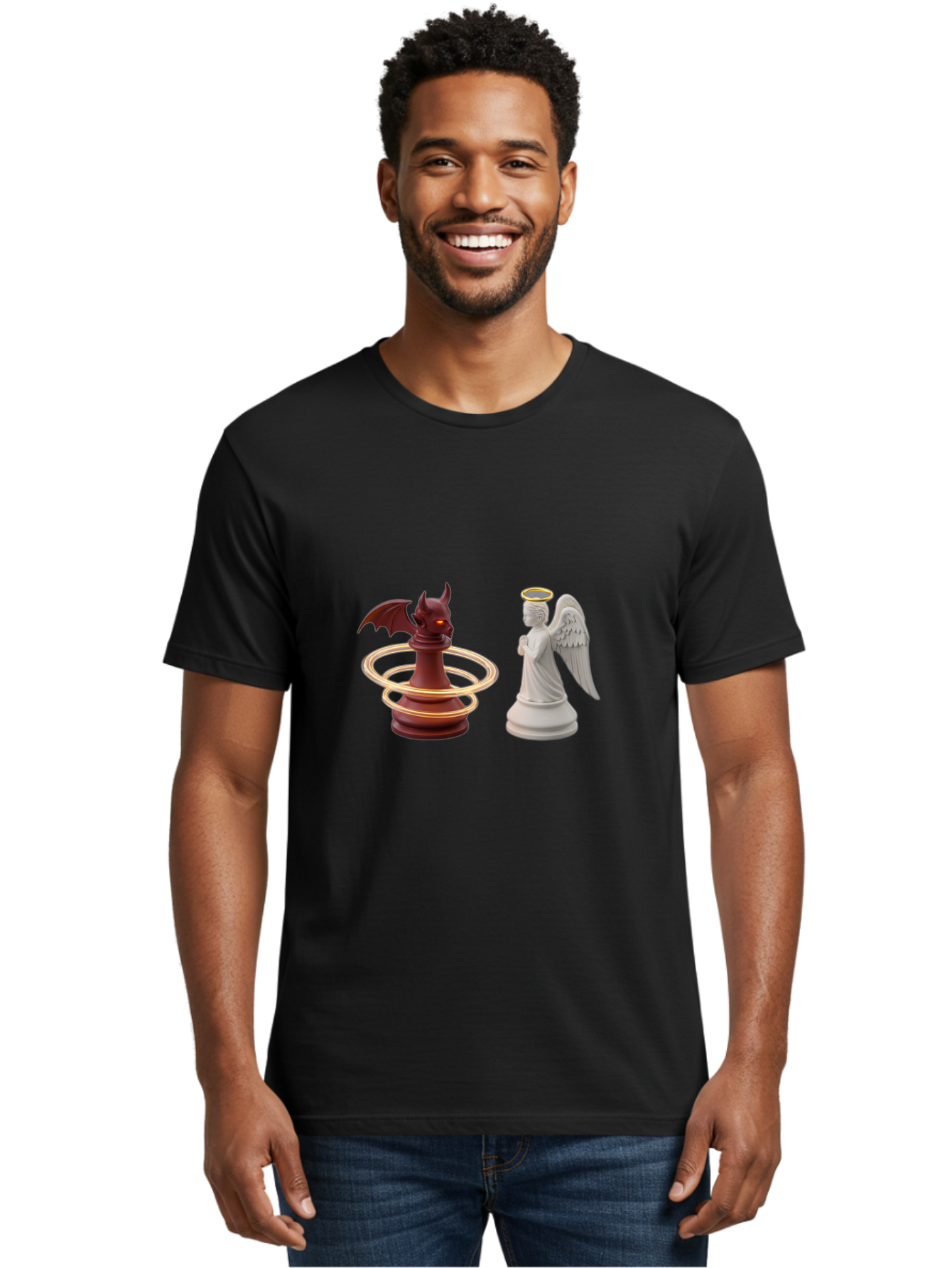 Chess-Pawn-Angel-Demon Men'S Graphic Tee, 100% Cotton, Comfortable Casual Summer Wear, Machine Washable, Vintage Camera, Old Camera, Antique Camera, Black Camera, Classic Photography, Photography Equipment, Nostalgic Device, Film Camera, Bah746