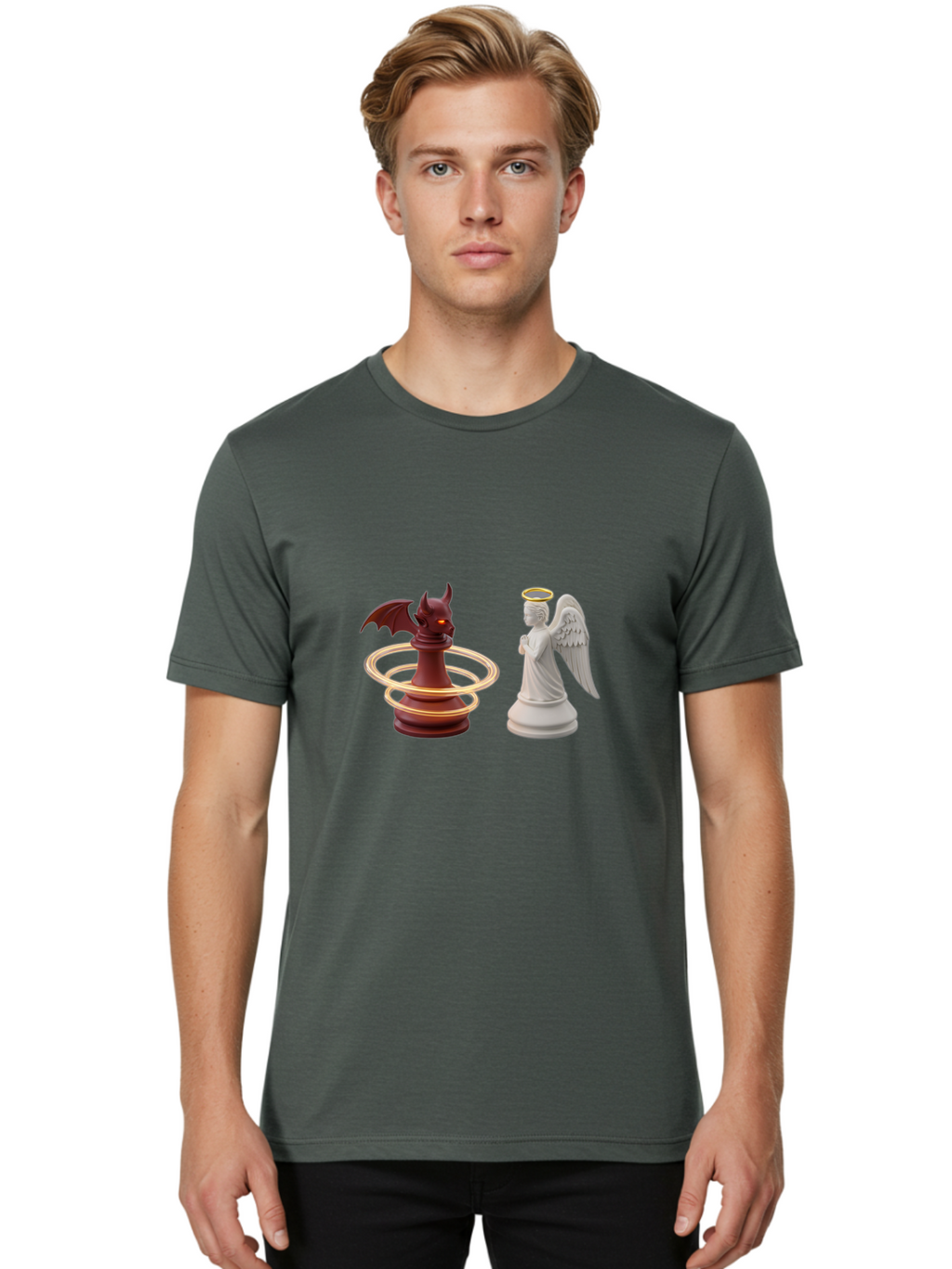 Chess-Pawn-Angel-Demon Men'S Graphic Tee, 100% Cotton, Comfortable Casual Summer Wear, Machine Washable, Vintage Camera, Old Camera, Antique Camera, Black Camera, Classic Photography, Photography Equipment, Nostalgic Device, Film Camera, Bah746