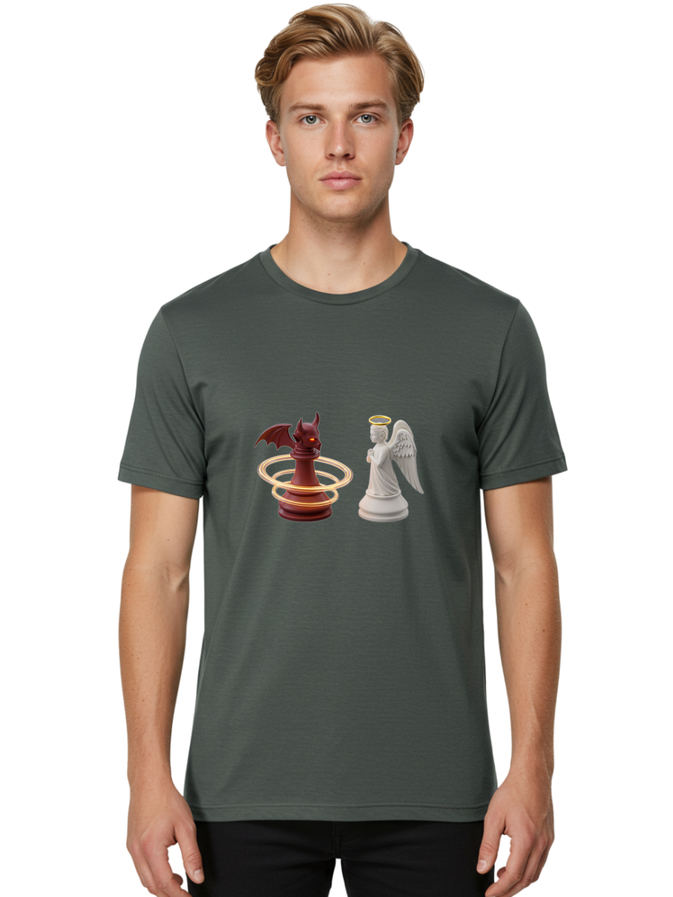 Chess-Pawn-Angel-Demon Men'S Graphic Tee, 100% Cotton, Comfortable Casual Summer Wear, Machine Washable, Vintage Camera, Old Camera, Antique Camera, Black Camera, Classic Photography, Photography Equipment, Nostalgic Device, Film Camera, Bah746