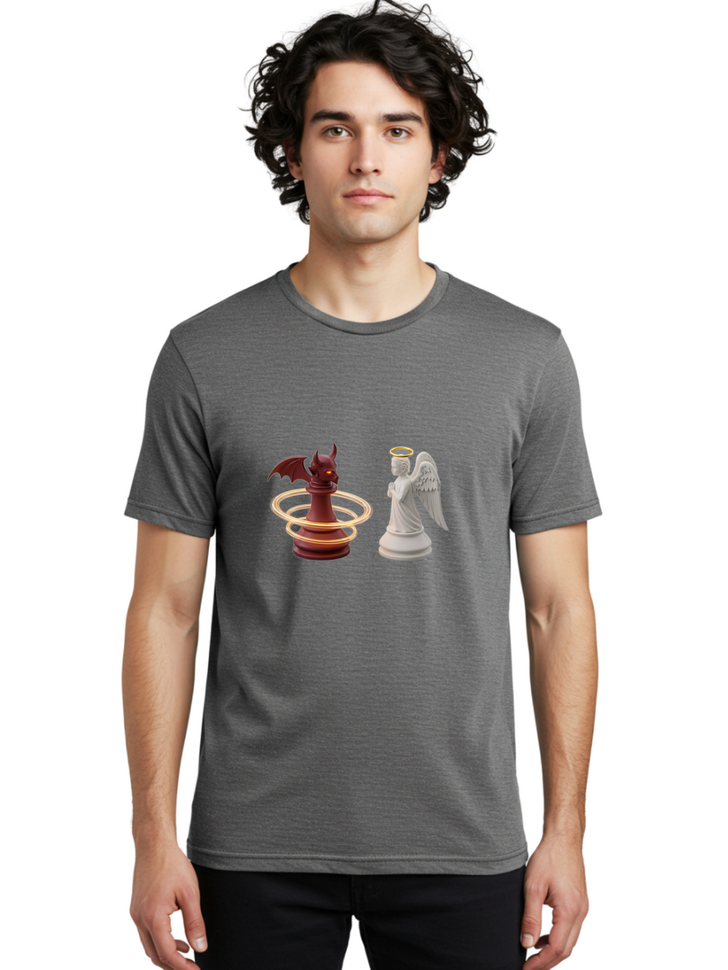 Chess-Pawn-Angel-Demon Men'S Graphic Tee, 100% Cotton, Comfortable Casual Summer Wear, Machine Washable, Vintage Camera, Old Camera, Antique Camera, Black Camera, Classic Photography, Photography Equipment, Nostalgic Device, Film Camera, Bah746