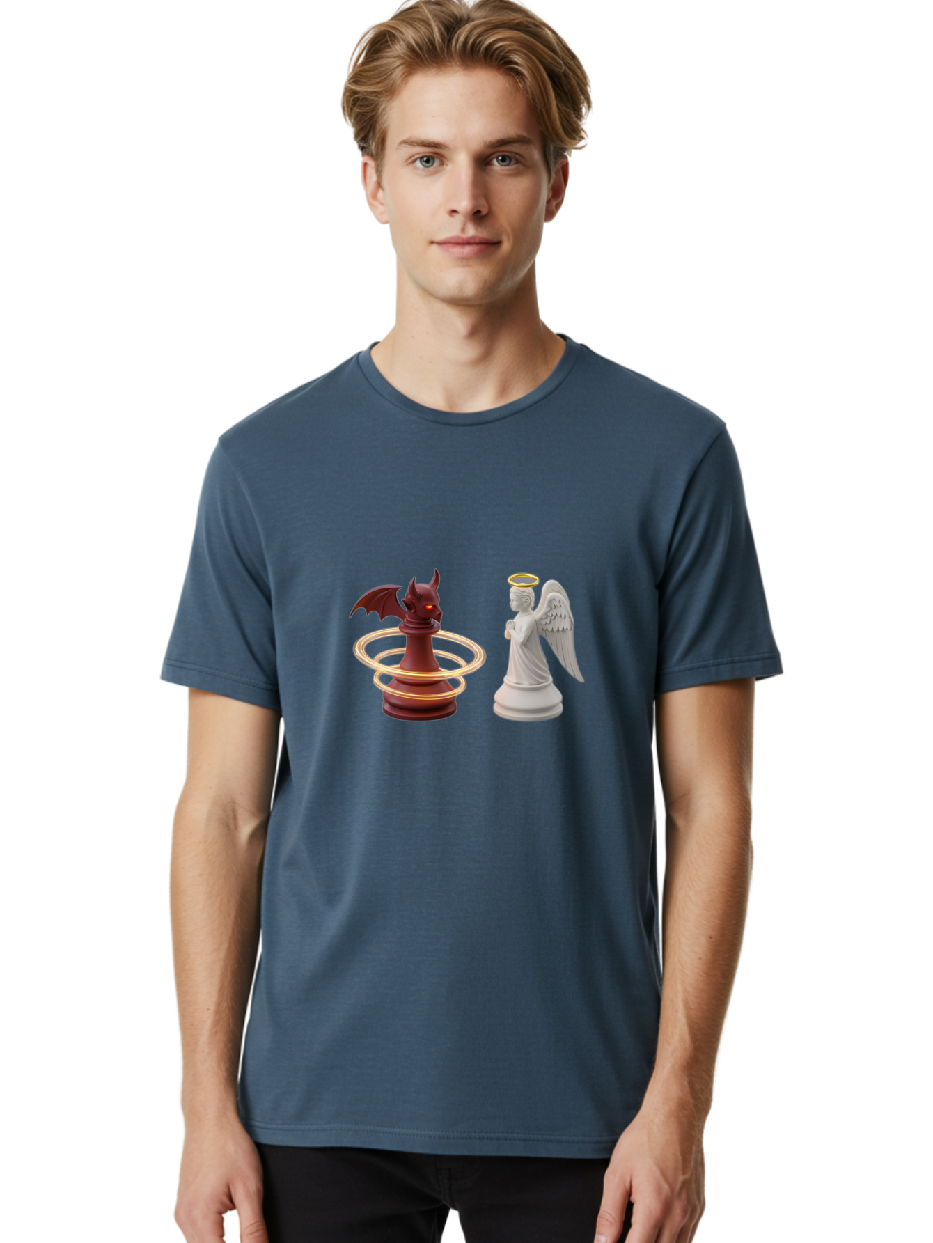 Chess-Pawn-Angel-Demon Men'S Graphic Tee, 100% Cotton, Comfortable Casual Summer Wear, Machine Washable, Vintage Camera, Old Camera, Antique Camera, Black Camera, Classic Photography, Photography Equipment, Nostalgic Device, Film Camera, Bah746