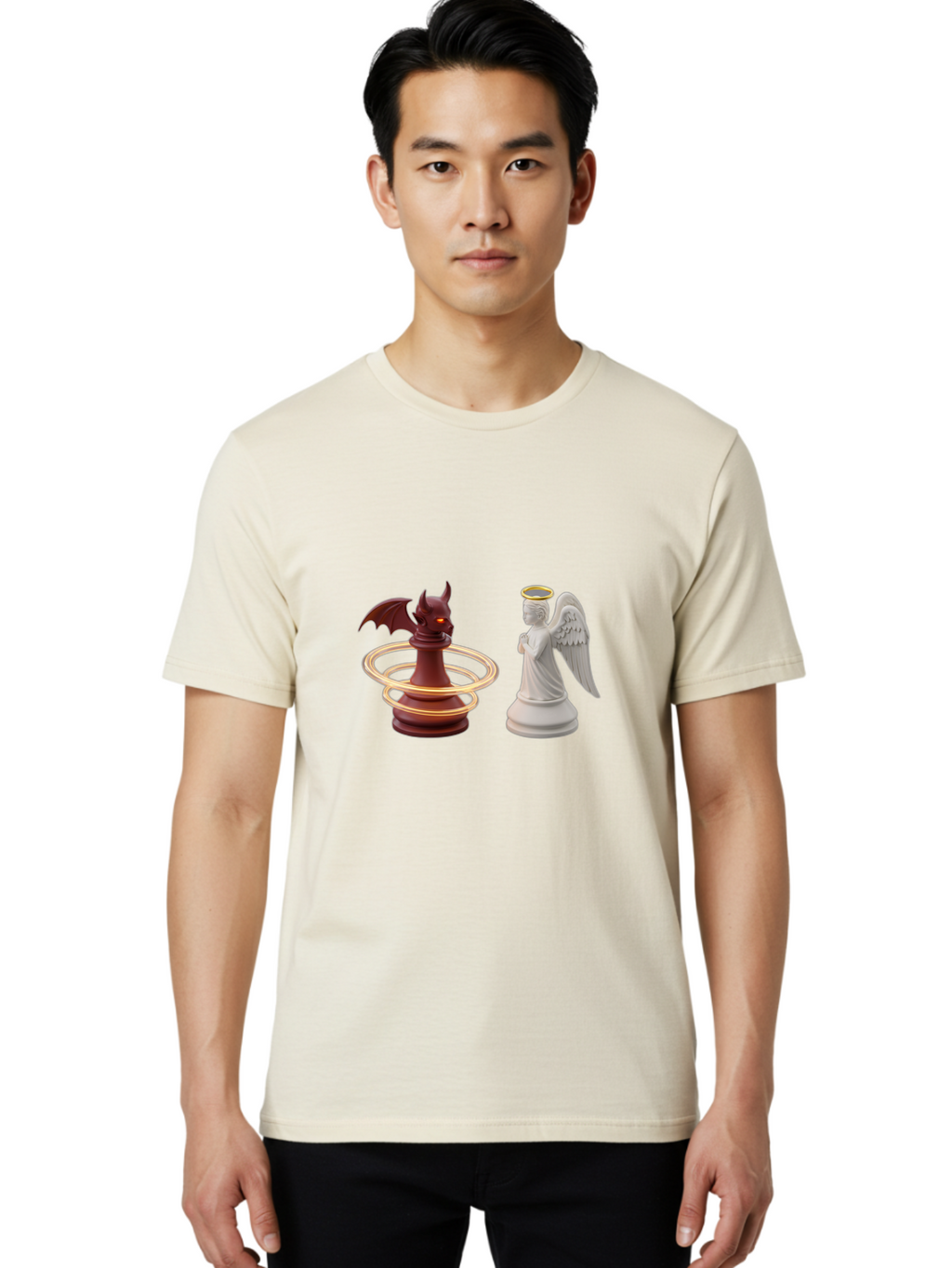 Chess-Pawn-Angel-Demon Men'S Graphic Tee, 100% Cotton, Comfortable Casual Summer Wear, Machine Washable, Vintage Camera, Old Camera, Antique Camera, Black Camera, Classic Photography, Photography Equipment, Nostalgic Device, Film Camera, Bah746
