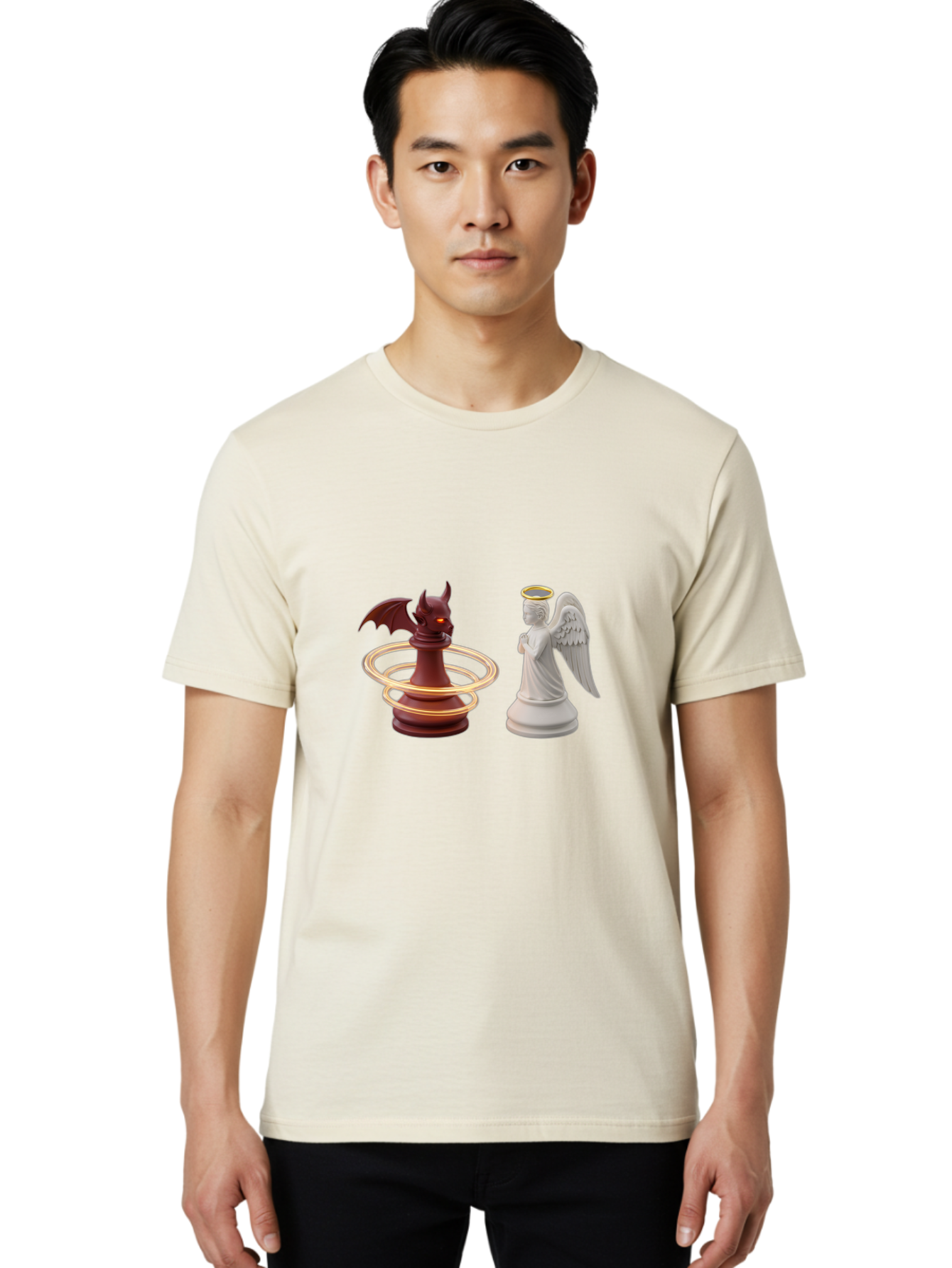 Chess-Pawn-Angel-Demon Men'S Graphic Tee, 100% Cotton, Comfortable Casual Summer Wear, Machine Washable, Vintage Camera, Old Camera, Antique Camera, Black Camera, Classic Photography, Photography Equipment, Nostalgic Device, Film Camera, Bah746