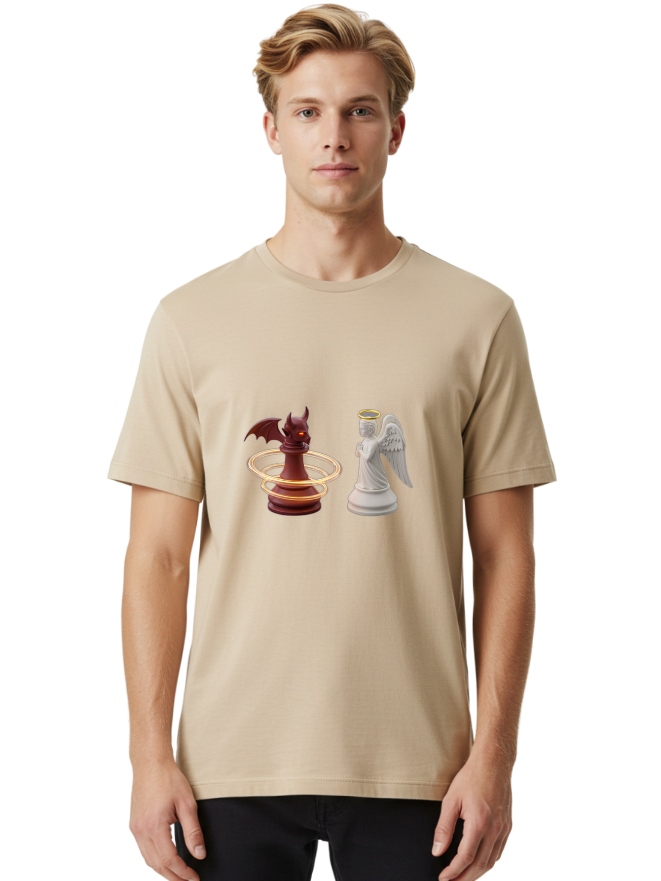 Chess-Pawn-Angel-Demon Men'S Graphic Tee, 100% Cotton, Comfortable Casual Summer Wear, Machine Washable, Vintage Camera, Old Camera, Antique Camera, Black Camera, Classic Photography, Photography Equipment, Nostalgic Device, Film Camera, Bah746