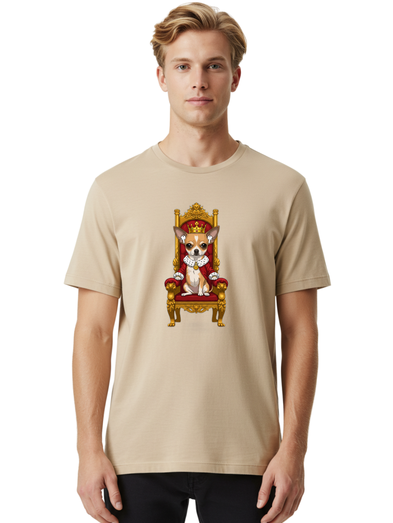 Chihuahua-On-Throne Men'S Graphic Tee, 100% Cotton, Comfortable Casual Summer Wear, Machine Washable, Vintage Camera, Old Camera, Antique Camera, Black Camera, Classic Photography, Photography Equipment, Nostalgic Device, Film Camera, Bah749