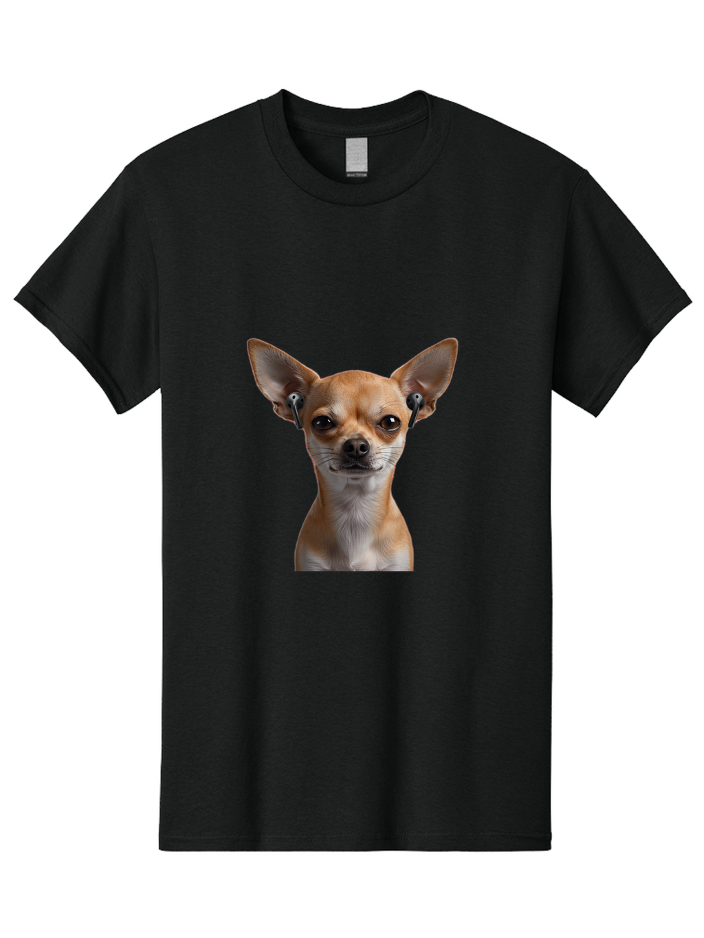 Chihuahua-With-Earbuds Men'S Graphic Tee, 100% Cotton, Comfortable Casual Summer Wear, Machine Washable, Vintage Camera, Old Camera, Antique Camera, Black Camera, Classic Photography, Photography Equipment, Nostalgic Device, Film Camera, Bah750