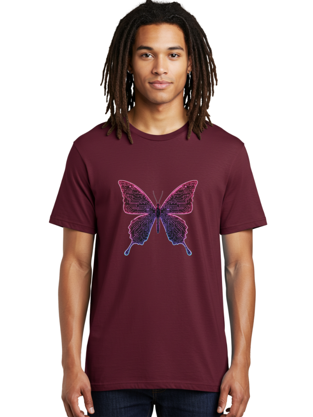 Circuit-Butterfly-2 Men'S Graphic Tee, 100% Cotton, Comfortable Casual Summer Wear, Machine Washable, Vintage Camera, Old Camera, Antique Camera, Black Camera, Classic Photography, Photography Equipment, Nostalgic Device, Film Camera, Bah753