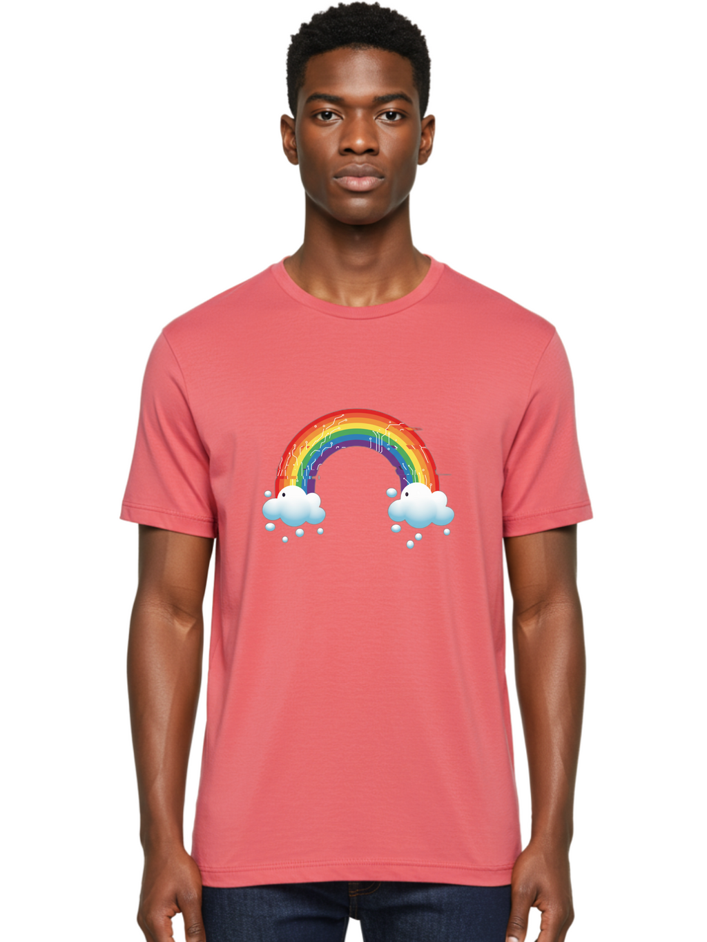 Circuit-Rainbow Men'S Graphic Tee, 100% Cotton, Comfortable Casual Summer Wear, Machine Washable, Vintage Camera, Old Camera, Antique Camera, Black Camera, Classic Photography, Photography Equipment, Nostalgic Device, Film Camera, Camera Art Bah758