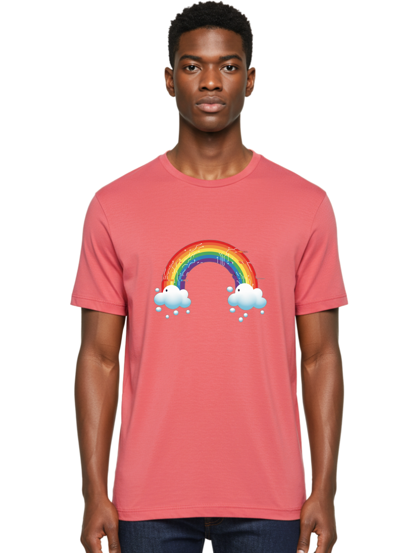 Circuit-Rainbow Men'S Graphic Tee, 100% Cotton, Comfortable Casual Summer Wear, Machine Washable, Vintage Camera, Old Camera, Antique Camera, Black Camera, Classic Photography, Photography Equipment, Nostalgic Device, Film Camera, Camera Art Bah758