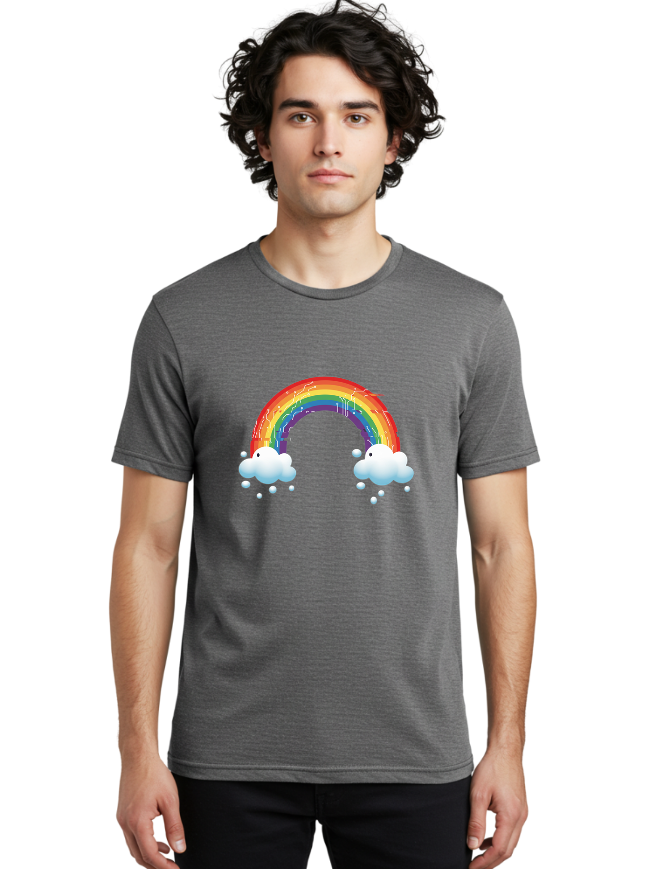 Circuit-Rainbow Men'S Graphic Tee, 100% Cotton, Comfortable Casual Summer Wear, Machine Washable, Vintage Camera, Old Camera, Antique Camera, Black Camera, Classic Photography, Photography Equipment, Nostalgic Device, Film Camera, Camera Art Bah758