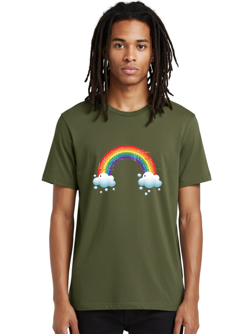 Circuit-Rainbow Men'S Graphic Tee, 100% Cotton, Comfortable Casual Summer Wear, Machine Washable, Vintage Camera, Old Camera, Antique Camera, Black Camera, Classic Photography, Photography Equipment, Nostalgic Device, Film Camera, Camera Art Bah758