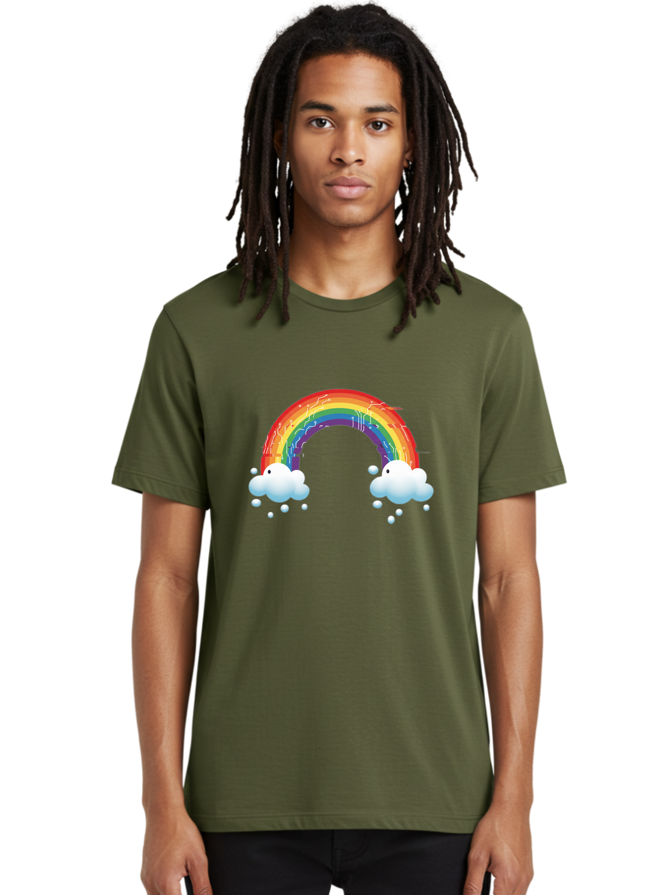Circuit-Rainbow Men'S Graphic Tee, 100% Cotton, Comfortable Casual Summer Wear, Machine Washable, Vintage Camera, Old Camera, Antique Camera, Black Camera, Classic Photography, Photography Equipment, Nostalgic Device, Film Camera, Camera Art Bah758