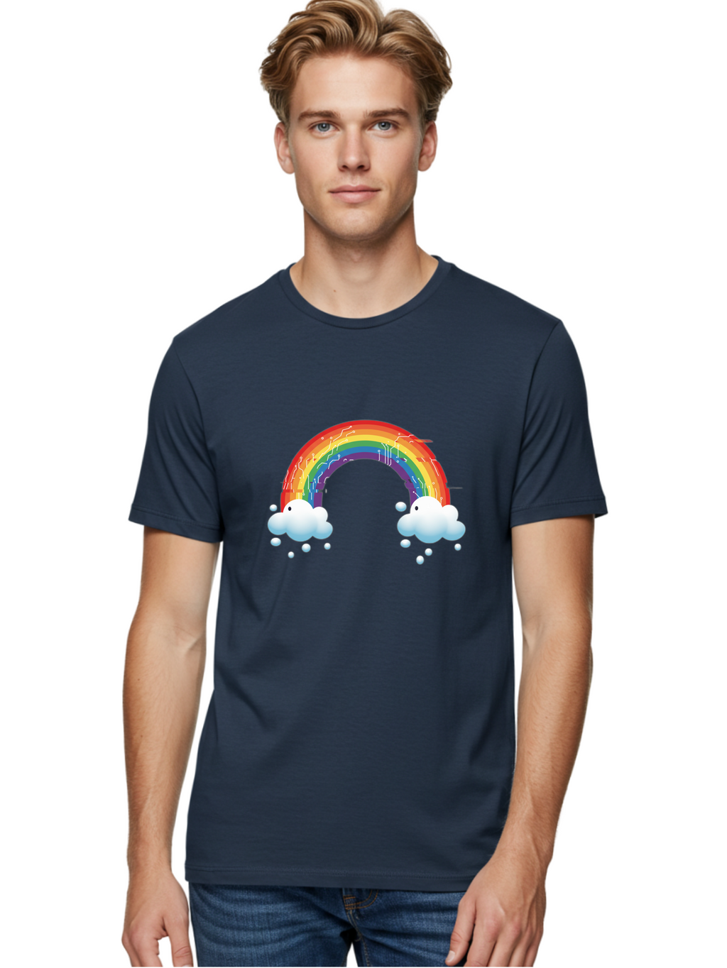 Circuit-Rainbow Men'S Graphic Tee, 100% Cotton, Comfortable Casual Summer Wear, Machine Washable, Vintage Camera, Old Camera, Antique Camera, Black Camera, Classic Photography, Photography Equipment, Nostalgic Device, Film Camera, Camera Art Bah758