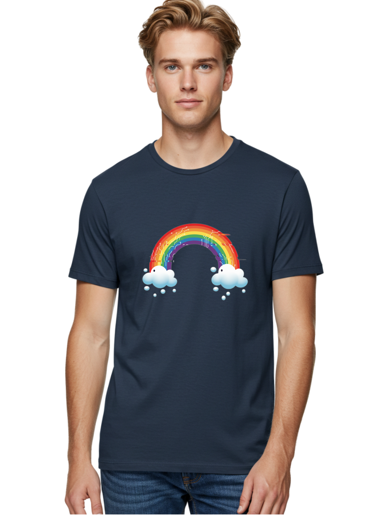 Circuit-Rainbow Men'S Graphic Tee, 100% Cotton, Comfortable Casual Summer Wear, Machine Washable, Vintage Camera, Old Camera, Antique Camera, Black Camera, Classic Photography, Photography Equipment, Nostalgic Device, Film Camera, Camera Art Bah758