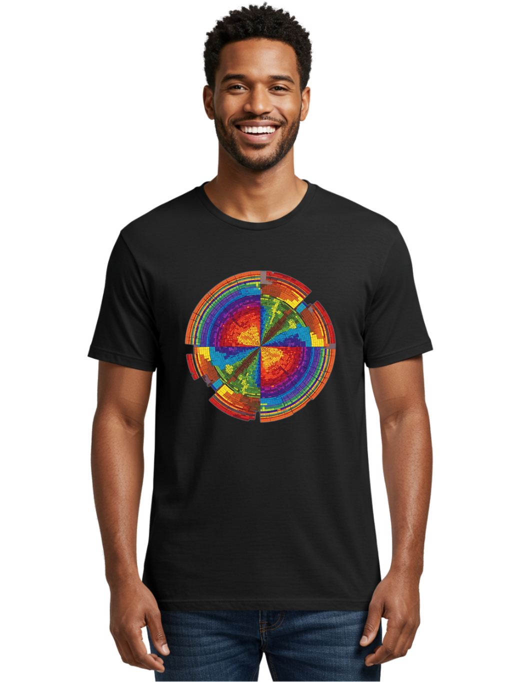 Circular-Mosaic Men'S Graphic Tee, 100% Cotton, Comfortable Casual Summer Wear, Machine Washable, Vintage Camera, Old Camera, Antique Camera, Black Camera, Classic Photography, Photography Equipment, Nostalgic Device, Film Camera, Camera Art Bah759