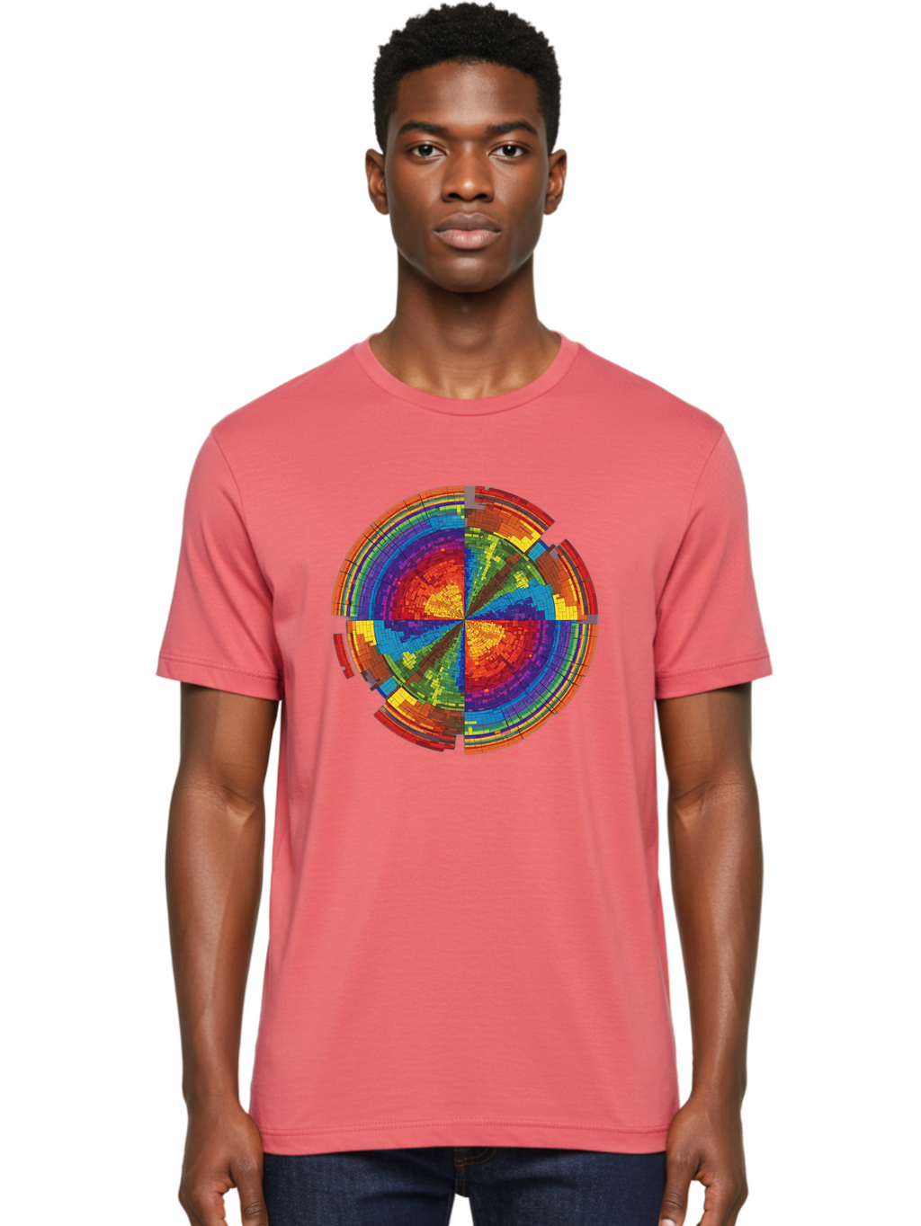 Circular-Mosaic Men'S Graphic Tee, 100% Cotton, Comfortable Casual Summer Wear, Machine Washable, Vintage Camera, Old Camera, Antique Camera, Black Camera, Classic Photography, Photography Equipment, Nostalgic Device, Film Camera, Camera Art Bah759
