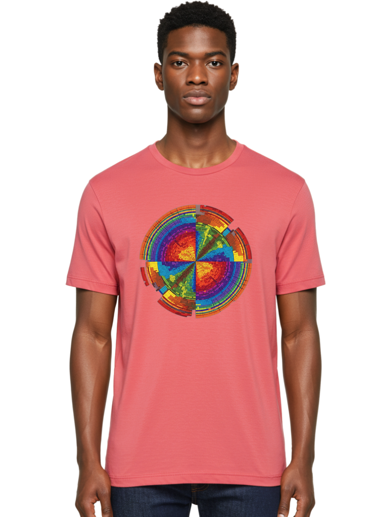 Circular-Mosaic Men'S Graphic Tee, 100% Cotton, Comfortable Casual Summer Wear, Machine Washable, Vintage Camera, Old Camera, Antique Camera, Black Camera, Classic Photography, Photography Equipment, Nostalgic Device, Film Camera, Camera Art Bah759