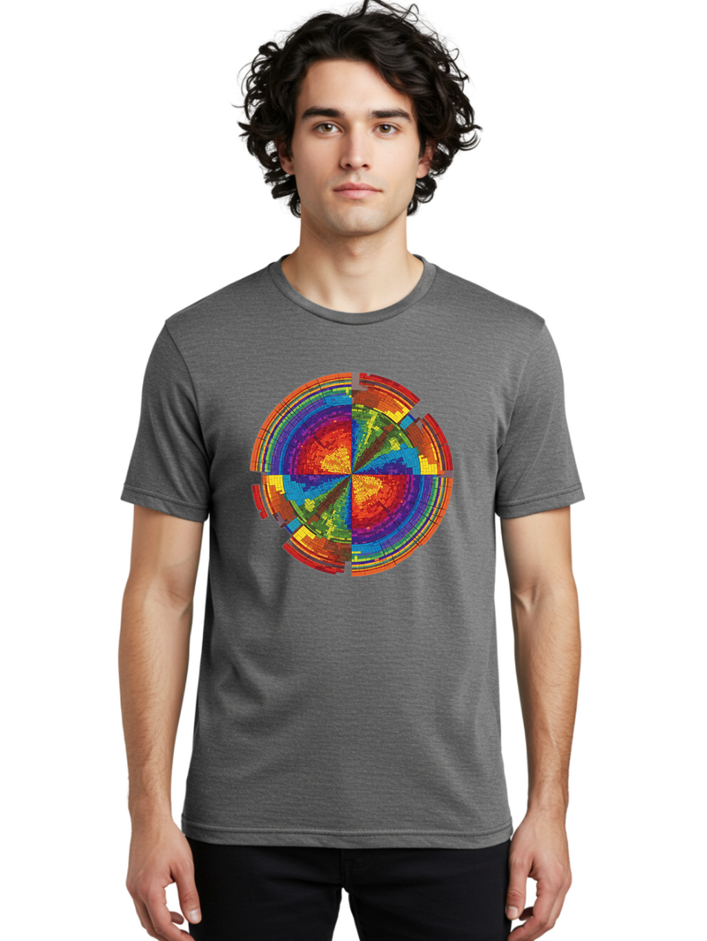 Circular-Mosaic Men'S Graphic Tee, 100% Cotton, Comfortable Casual Summer Wear, Machine Washable, Vintage Camera, Old Camera, Antique Camera, Black Camera, Classic Photography, Photography Equipment, Nostalgic Device, Film Camera, Camera Art Bah759