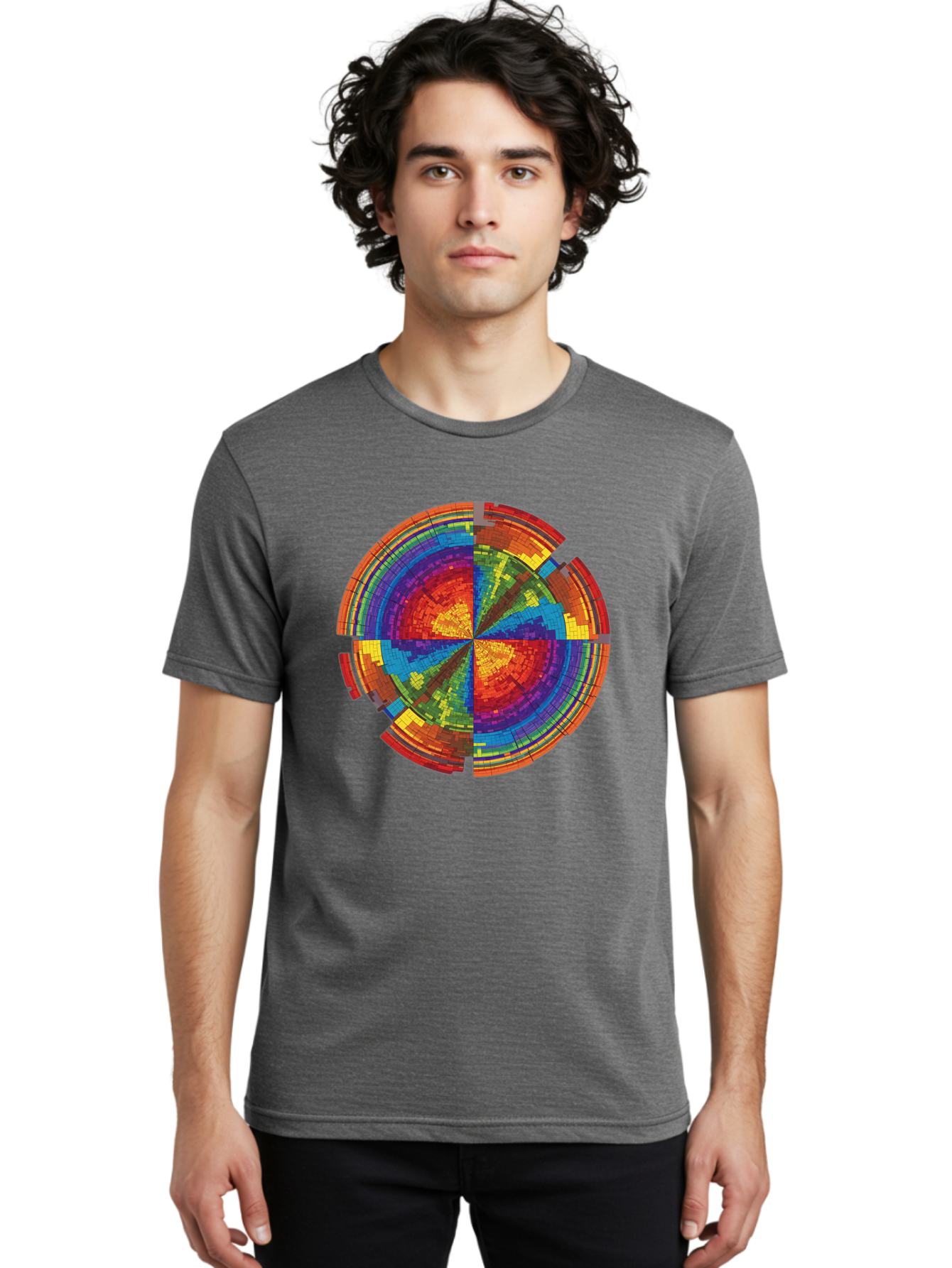 Circular-Mosaic Men'S Graphic Tee, 100% Cotton, Comfortable Casual Summer Wear, Machine Washable, Vintage Camera, Old Camera, Antique Camera, Black Camera, Classic Photography, Photography Equipment, Nostalgic Device, Film Camera, Camera Art Bah759