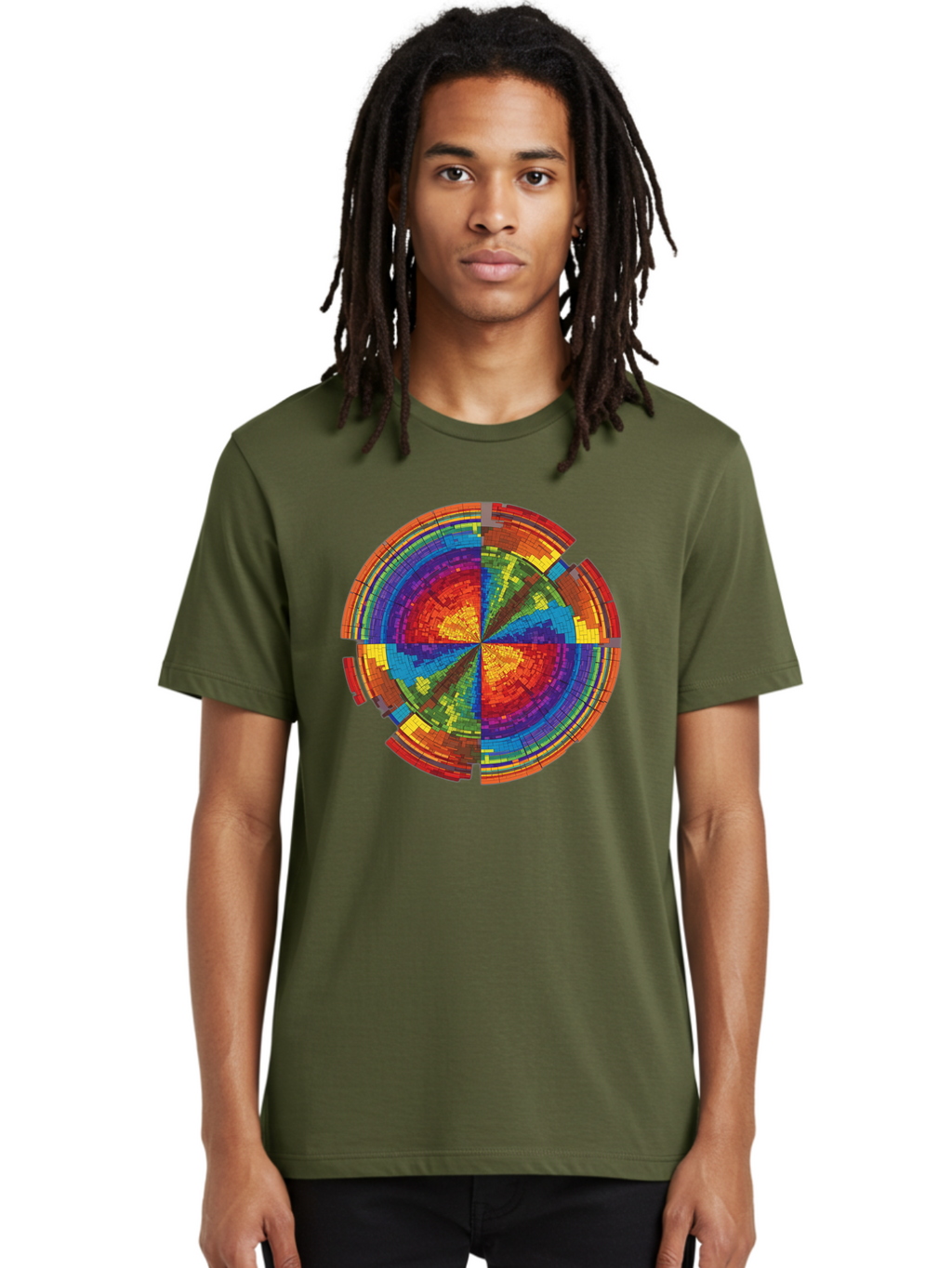 Circular-Mosaic Men'S Graphic Tee, 100% Cotton, Comfortable Casual Summer Wear, Machine Washable, Vintage Camera, Old Camera, Antique Camera, Black Camera, Classic Photography, Photography Equipment, Nostalgic Device, Film Camera, Camera Art Bah759