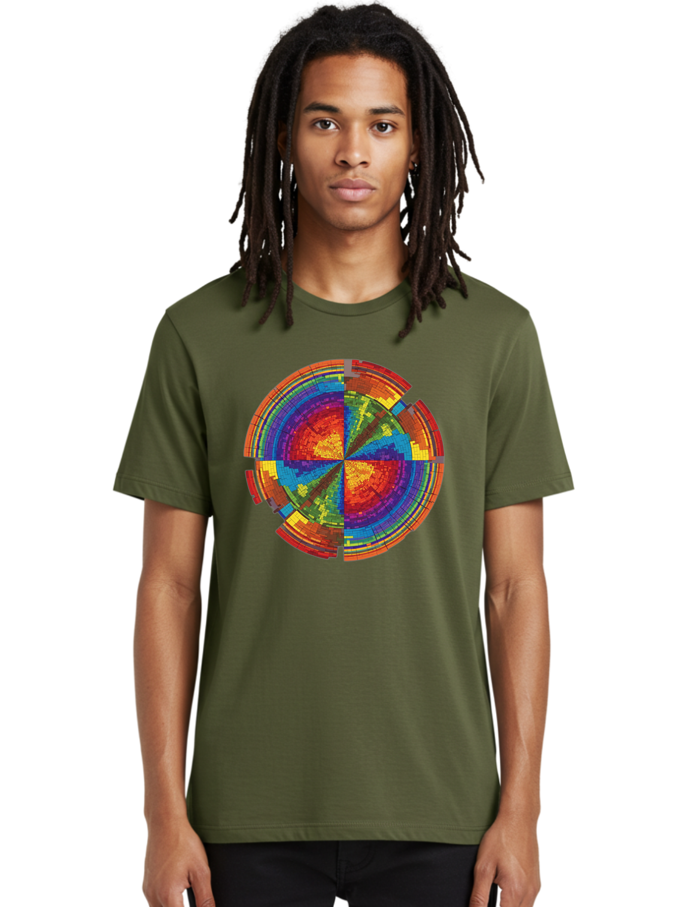 Circular-Mosaic Men'S Graphic Tee, 100% Cotton, Comfortable Casual Summer Wear, Machine Washable, Vintage Camera, Old Camera, Antique Camera, Black Camera, Classic Photography, Photography Equipment, Nostalgic Device, Film Camera, Camera Art Bah759