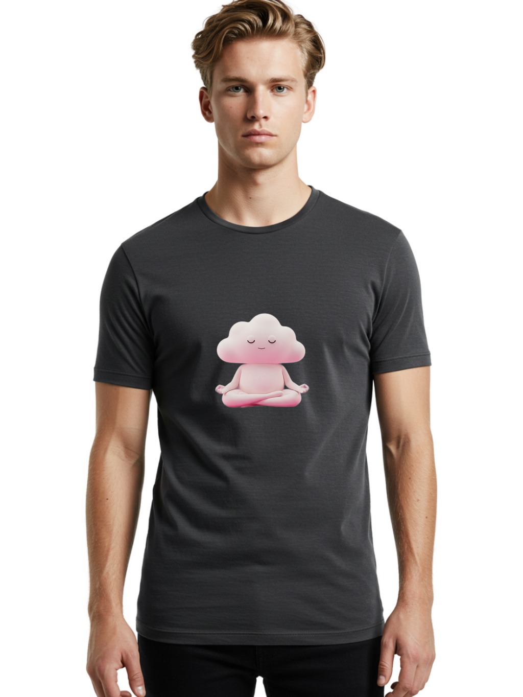 Cloud-Character-Meditating Men'S Graphic Tee, 100% Cotton, Comfortable Casual Summer Wear, Machine Washable, Vintage Camera, Old Camera, Antique Camera, Black Camera, Classic Photography, Photography Equipment, Nostalgic Device, Film Camera, Bah760