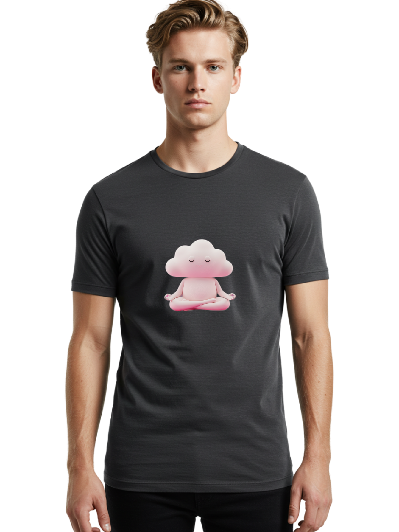 Cloud-Character-Meditating Men'S Graphic Tee, 100% Cotton, Comfortable Casual Summer Wear, Machine Washable, Vintage Camera, Old Camera, Antique Camera, Black Camera, Classic Photography, Photography Equipment, Nostalgic Device, Film Camera, Bah760