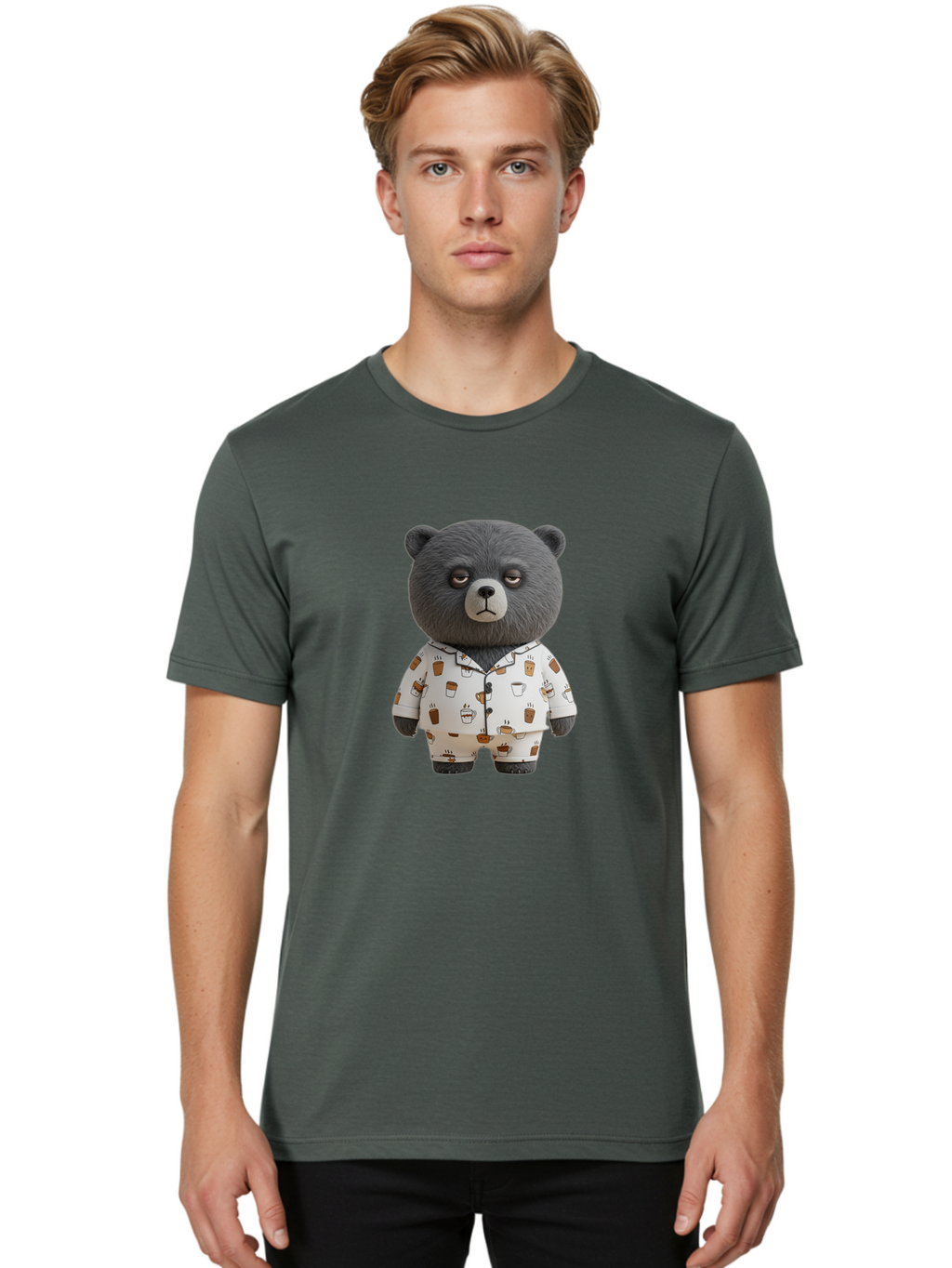 Coffee-Bear-1 Men'S Graphic Tee, 100% Cotton, Comfortable Casual Summer Wear, Machine Washable, Vintage Camera, Old Camera, Antique Camera, Black Camera, Classic Photography, Photography Equipment, Nostalgic Device, Film Camera, Camera Art Bah768