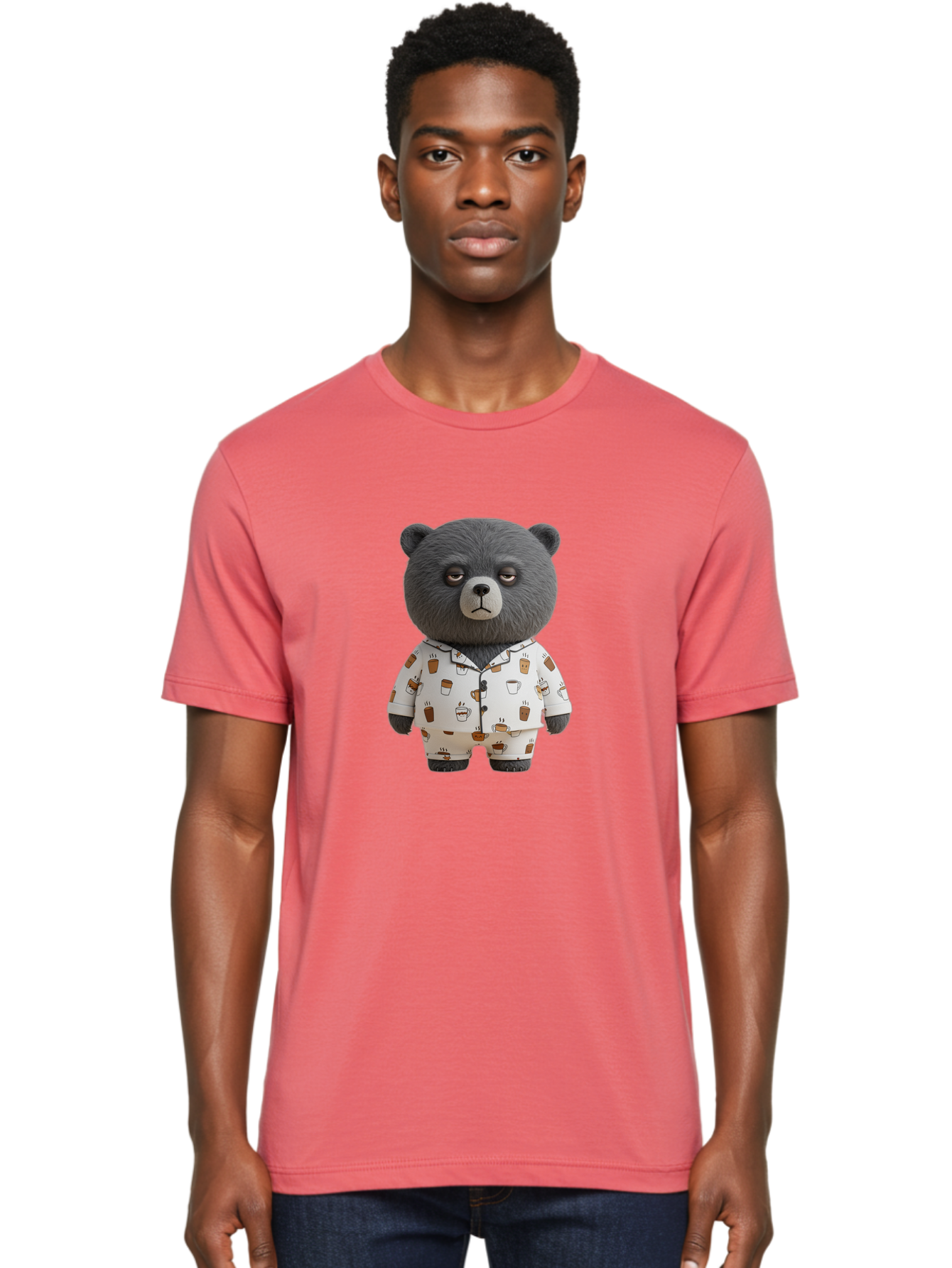 Coffee-Bear-1 Men'S Graphic Tee, 100% Cotton, Comfortable Casual Summer Wear, Machine Washable, Vintage Camera, Old Camera, Antique Camera, Black Camera, Classic Photography, Photography Equipment, Nostalgic Device, Film Camera, Camera Art Bah768