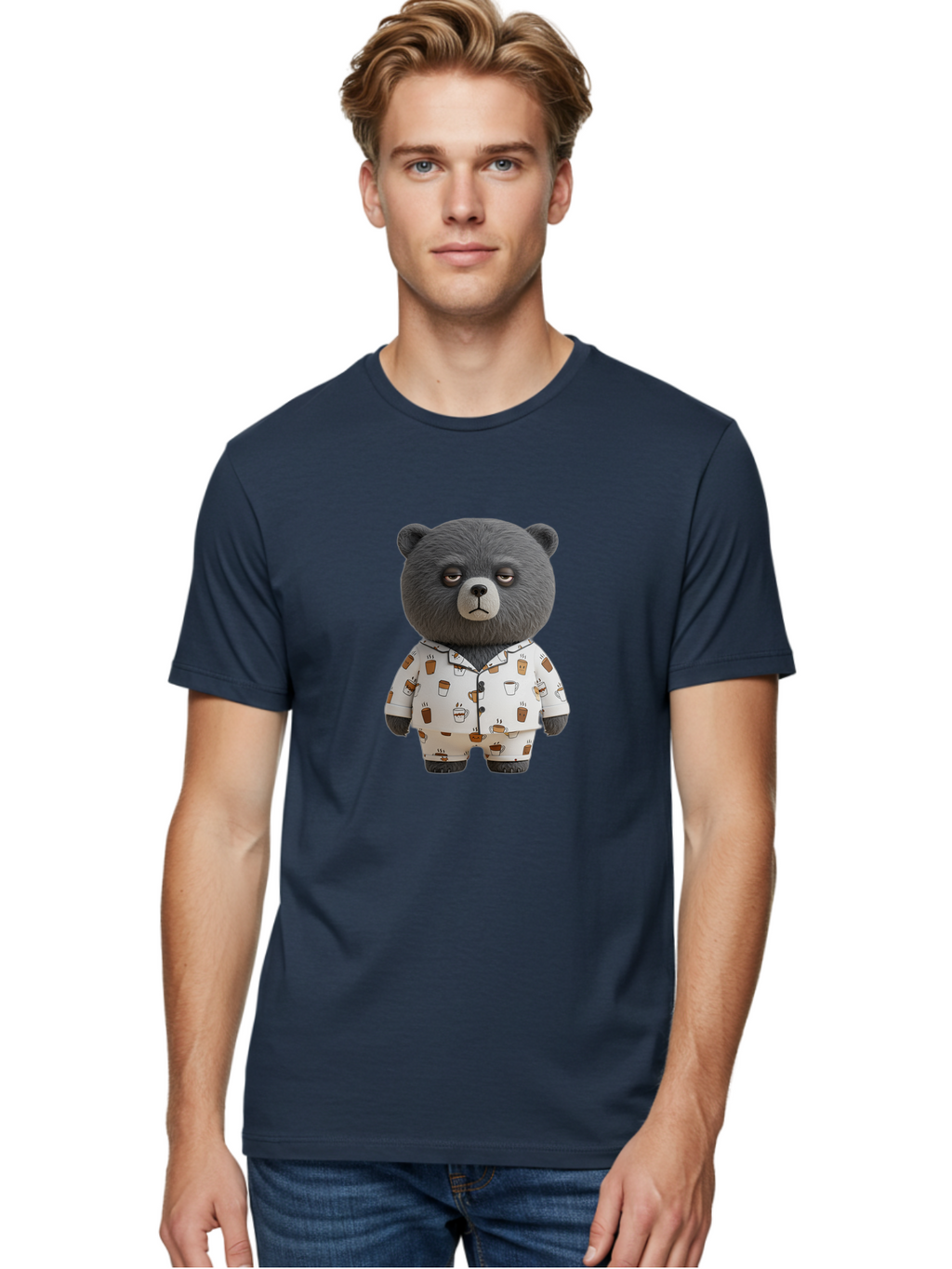 Coffee-Bear-1 Men'S Graphic Tee, 100% Cotton, Comfortable Casual Summer Wear, Machine Washable, Vintage Camera, Old Camera, Antique Camera, Black Camera, Classic Photography, Photography Equipment, Nostalgic Device, Film Camera, Camera Art Bah768