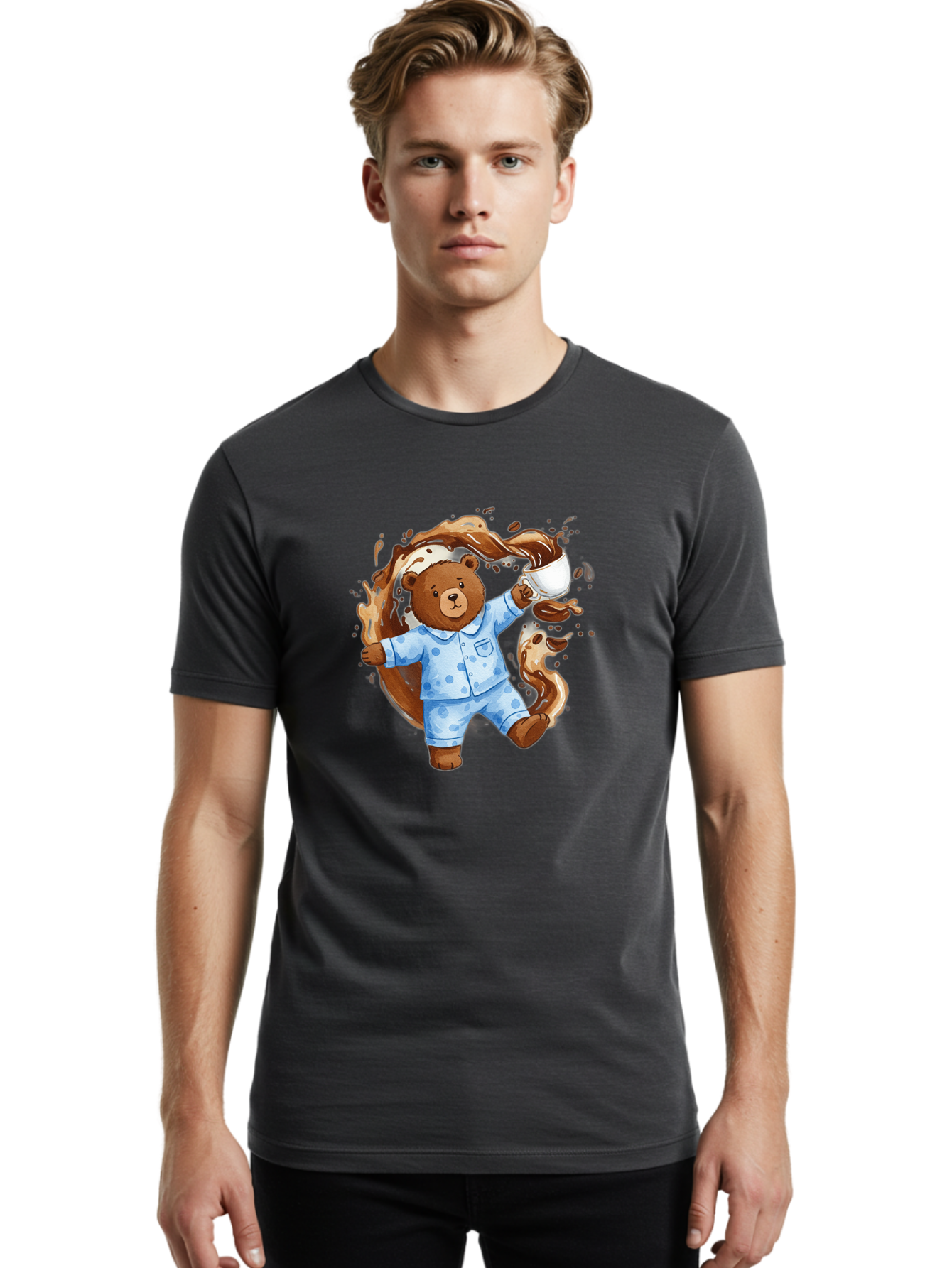 Coffee-Bear Men'S Graphic Tee, 100% Cotton, Comfortable Casual Summer Wear, Machine Washable, Vintage Camera, Old Camera, Antique Camera, Black Camera, Classic Photography, Photography Equipment, Nostalgic Device, Film Camera, Camera Art Bah769