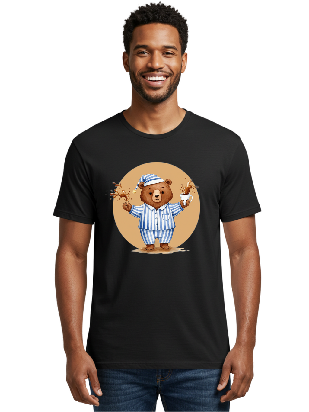 Coffee-Spilling-Bear Men'S Graphic Tee, 100% Cotton, Comfortable Casual Summer Wear, Machine Washable, Vintage Camera, Old Camera, Antique Camera, Black Camera, Classic Photography, Photography Equipment, Nostalgic Device, Film Camera, Bah770