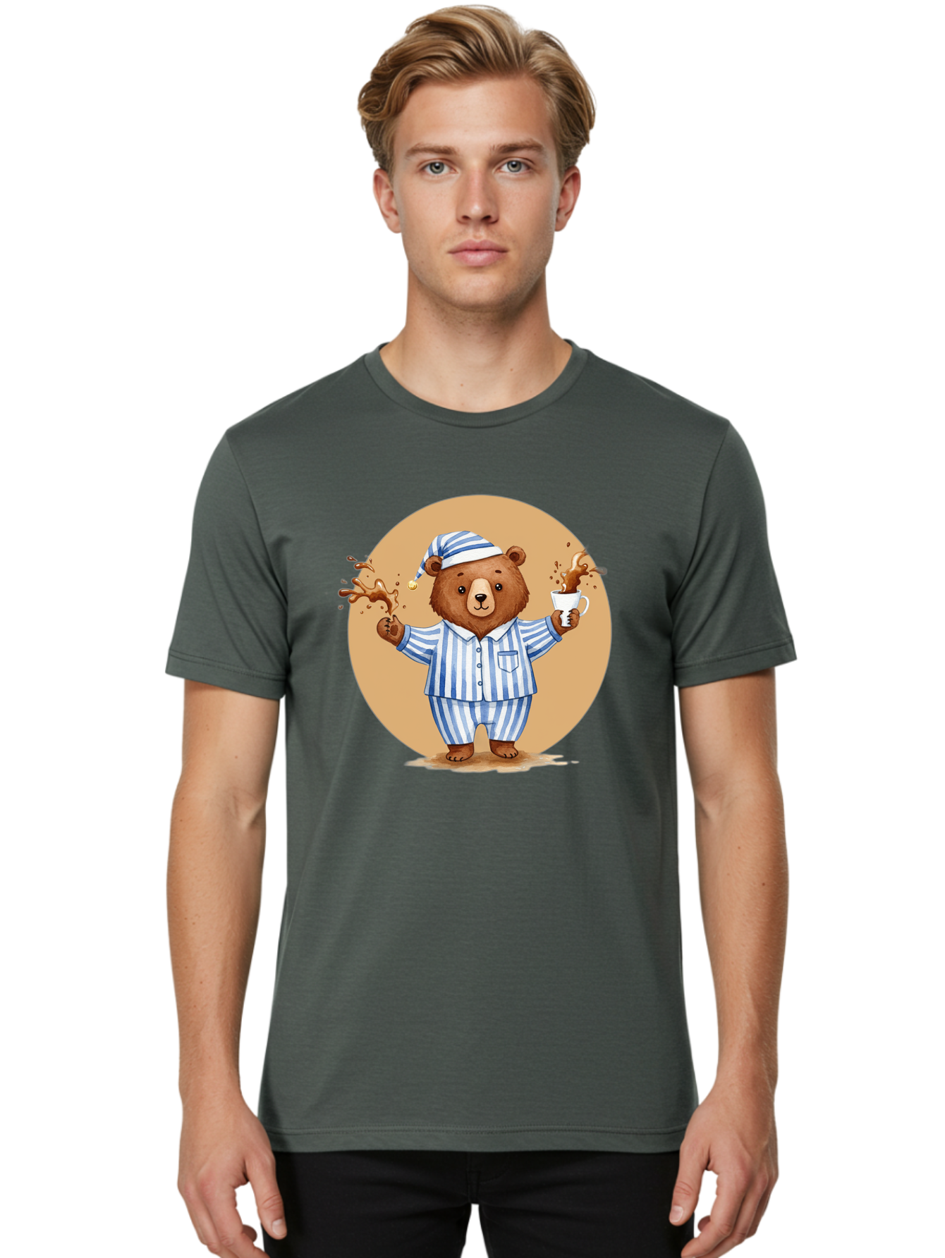 Coffee-Spilling-Bear Men'S Graphic Tee, 100% Cotton, Comfortable Casual Summer Wear, Machine Washable, Vintage Camera, Old Camera, Antique Camera, Black Camera, Classic Photography, Photography Equipment, Nostalgic Device, Film Camera, Bah770