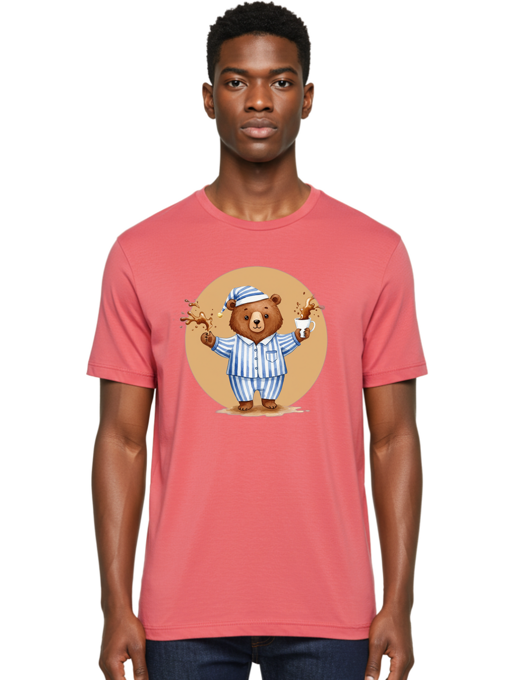 Coffee-Spilling-Bear Men'S Graphic Tee, 100% Cotton, Comfortable Casual Summer Wear, Machine Washable, Vintage Camera, Old Camera, Antique Camera, Black Camera, Classic Photography, Photography Equipment, Nostalgic Device, Film Camera, Bah770