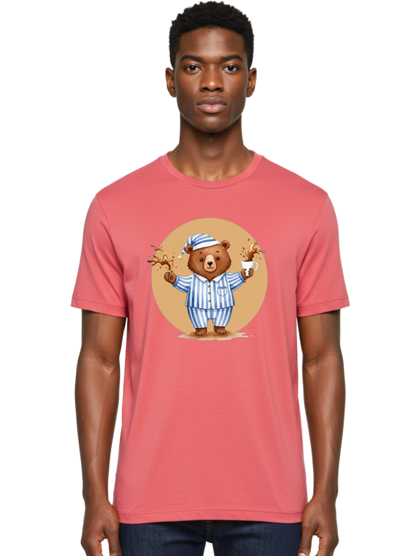 Coffee-Spilling-Bear Men'S Graphic Tee, 100% Cotton, Comfortable Casual Summer Wear, Machine Washable, Vintage Camera, Old Camera, Antique Camera, Black Camera, Classic Photography, Photography Equipment, Nostalgic Device, Film Camera, Bah770