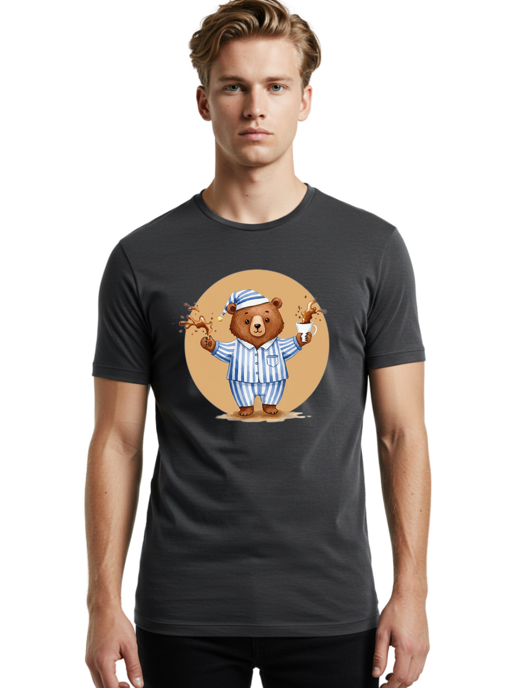 Coffee-Spilling-Bear Men'S Graphic Tee, 100% Cotton, Comfortable Casual Summer Wear, Machine Washable, Vintage Camera, Old Camera, Antique Camera, Black Camera, Classic Photography, Photography Equipment, Nostalgic Device, Film Camera, Bah770