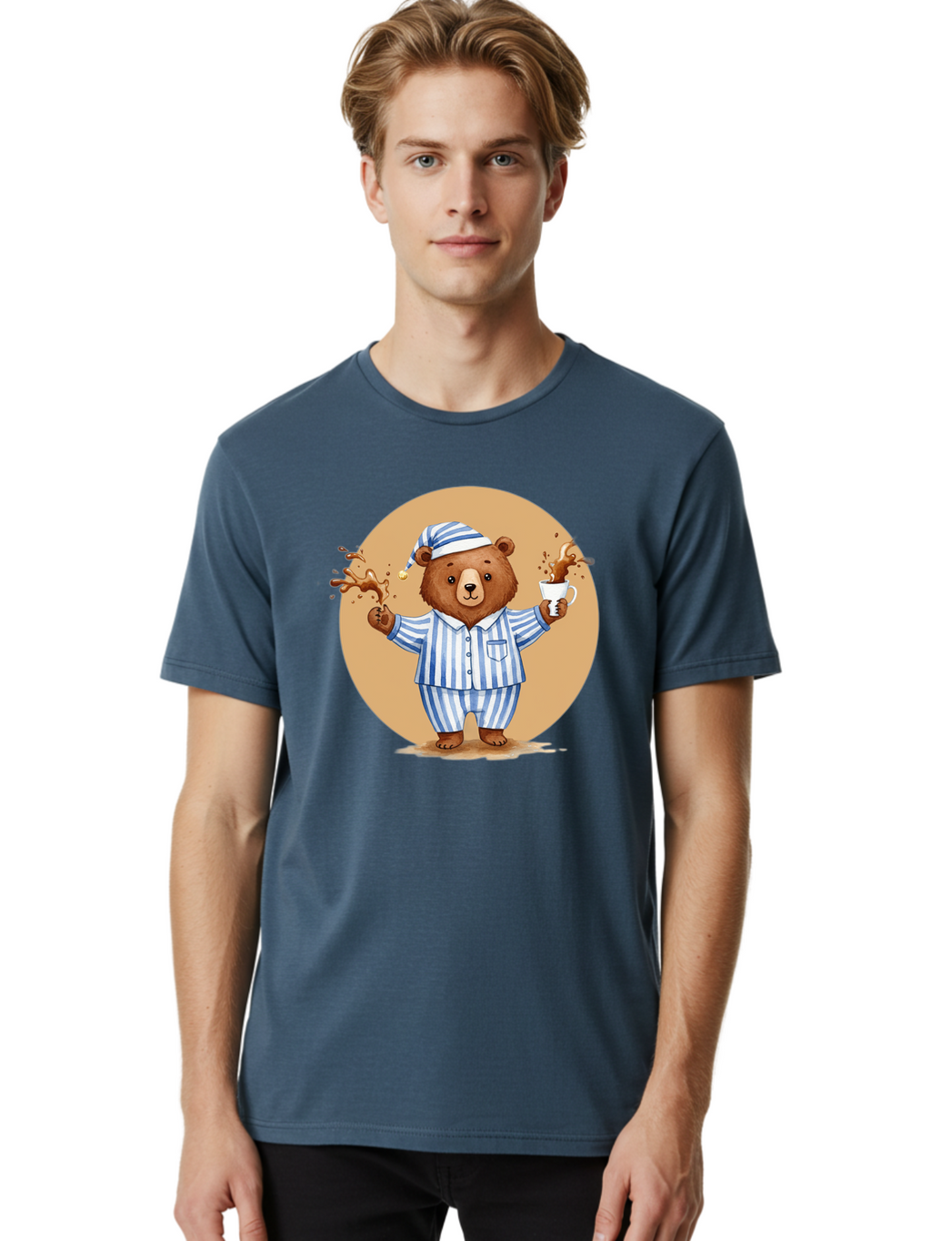 Coffee-Spilling-Bear Men'S Graphic Tee, 100% Cotton, Comfortable Casual Summer Wear, Machine Washable, Vintage Camera, Old Camera, Antique Camera, Black Camera, Classic Photography, Photography Equipment, Nostalgic Device, Film Camera, Bah770