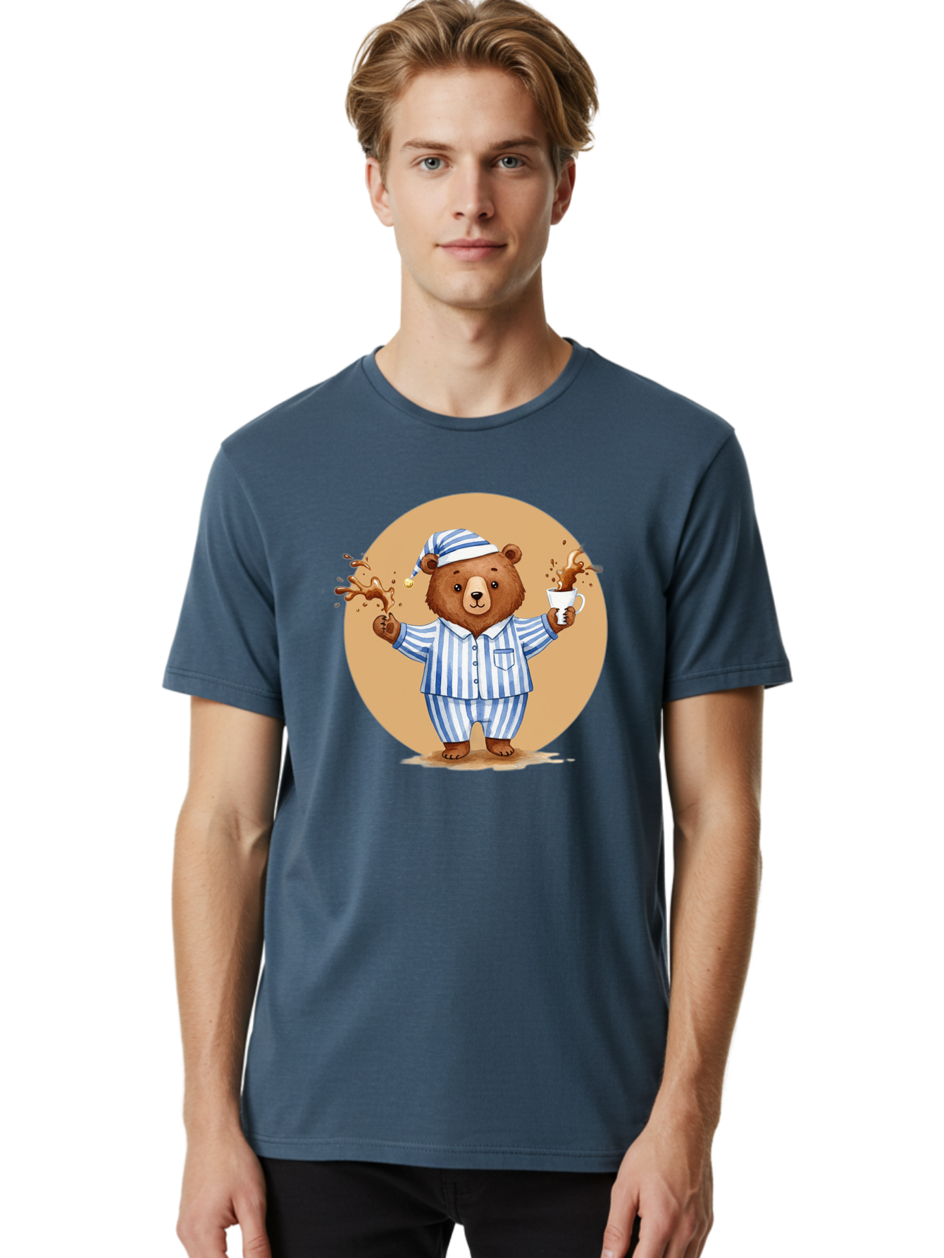 Coffee-Spilling-Bear Men'S Graphic Tee, 100% Cotton, Comfortable Casual Summer Wear, Machine Washable, Vintage Camera, Old Camera, Antique Camera, Black Camera, Classic Photography, Photography Equipment, Nostalgic Device, Film Camera, Bah770