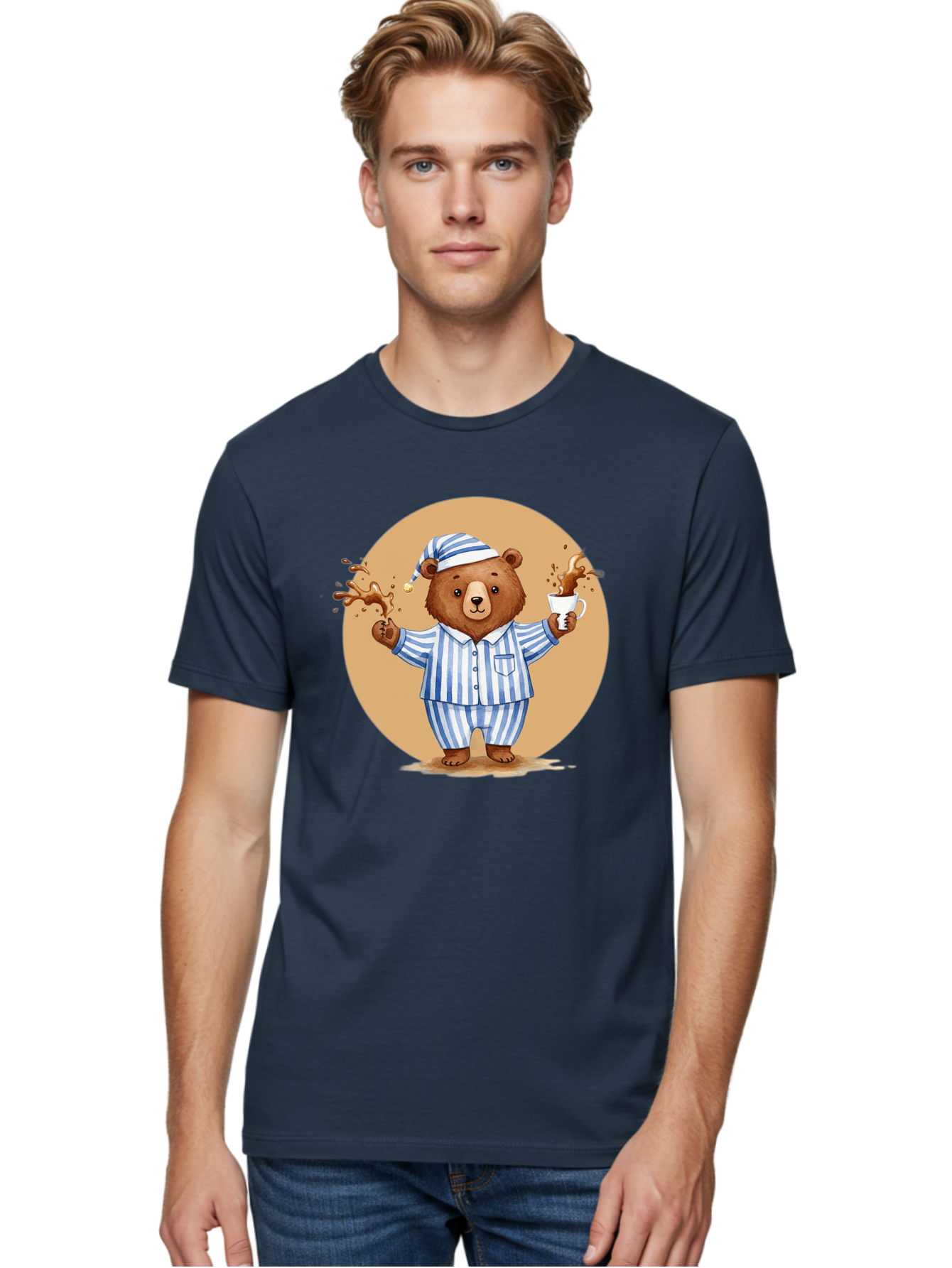 Coffee-Spilling-Bear Men'S Graphic Tee, 100% Cotton, Comfortable Casual Summer Wear, Machine Washable, Vintage Camera, Old Camera, Antique Camera, Black Camera, Classic Photography, Photography Equipment, Nostalgic Device, Film Camera, Bah770