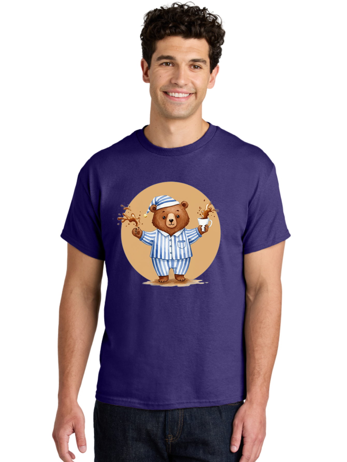 Coffee-Spilling-Bear Men'S Graphic Tee, 100% Cotton, Comfortable Casual Summer Wear, Machine Washable, Vintage Camera, Old Camera, Antique Camera, Black Camera, Classic Photography, Photography Equipment, Nostalgic Device, Film Camera, Bah770