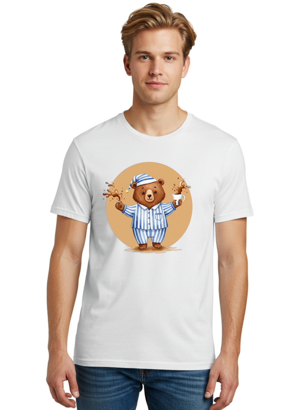 Coffee-Spilling-Bear Men'S Graphic Tee, 100% Cotton, Comfortable Casual Summer Wear, Machine Washable, Vintage Camera, Old Camera, Antique Camera, Black Camera, Classic Photography, Photography Equipment, Nostalgic Device, Film Camera, Bah770