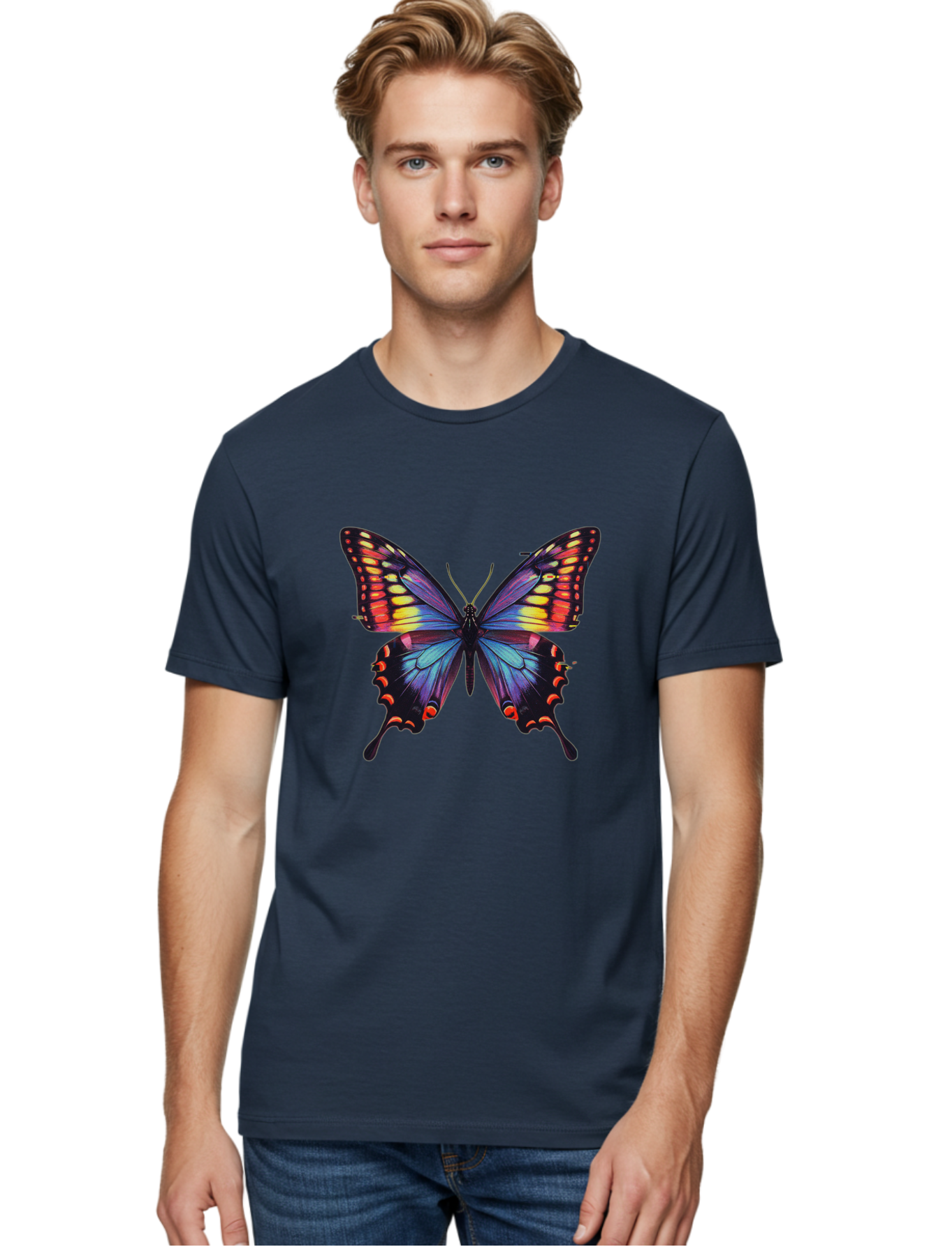 Colorful-Butterfly Men'S Graphic Tee, 100% Cotton, Comfortable Casual Summer Wear, Machine Washable, Vintage Camera, Old Camera, Antique Camera, Black Camera, Classic Photography, Photography Equipment, Nostalgic Device, Film Camera, Bah773