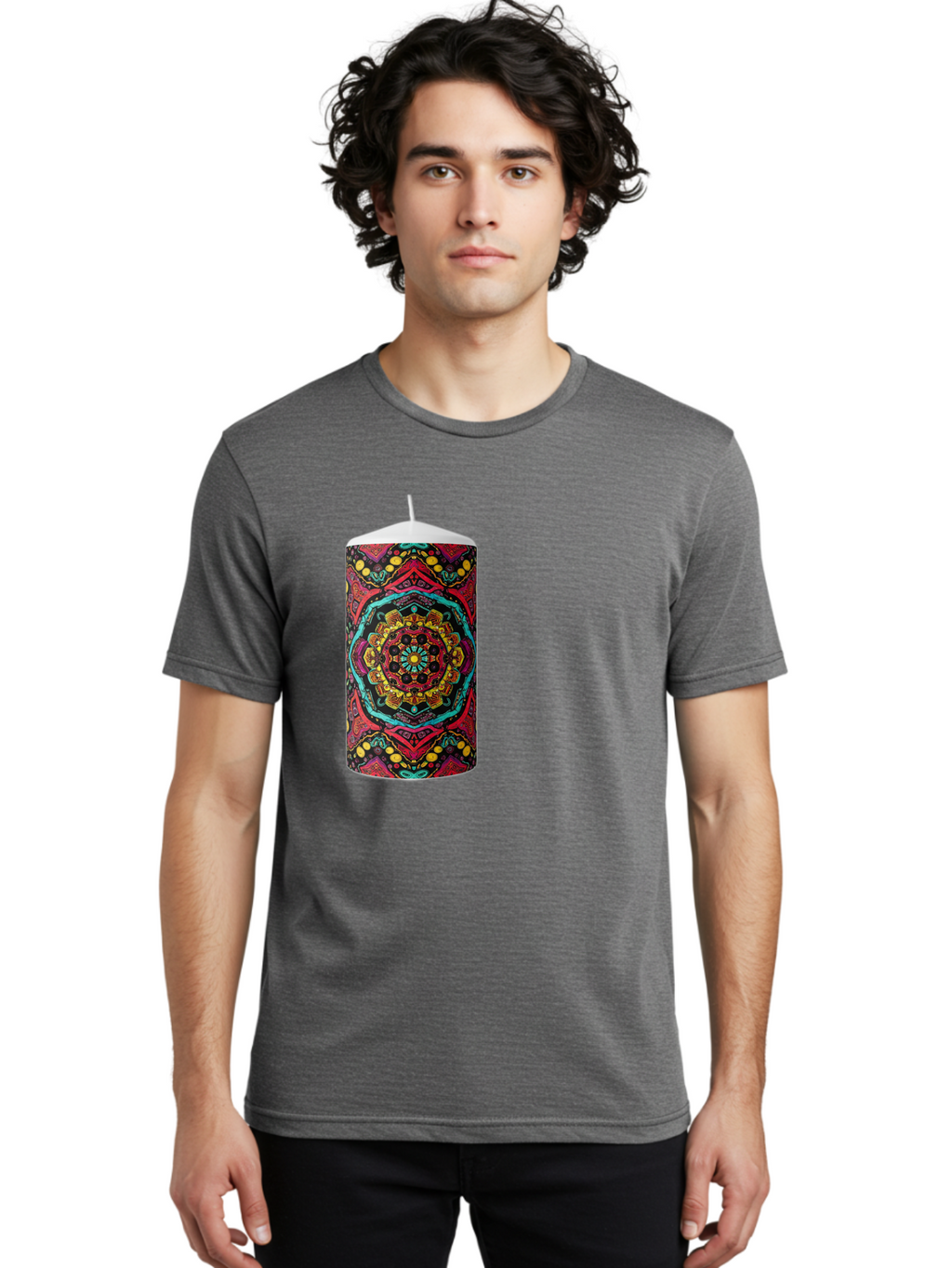 Colorful-Mandala-Candle Men'S Graphic Tee, 100% Cotton, Comfortable Casual Summer Wear, Machine Washable, Vintage Camera, Old Camera, Antique Camera, Black Camera, Classic Photography, Photography Equipment, Nostalgic Device, Film Camera, Bah774