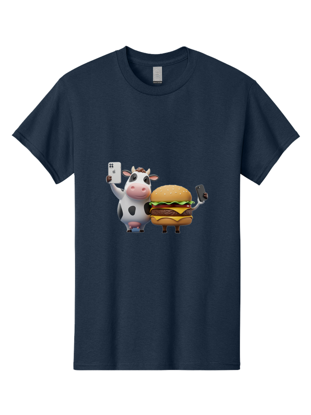 Cow-And-Burger-1 Men'S Graphic Tee, 100% Cotton, Comfortable Casual Summer Wear, Machine Washable, Vintage Camera, Old Camera, Antique Camera, Black Camera, Classic Photography, Photography Equipment, Nostalgic Device, Film Camera, Camera Art Bah788