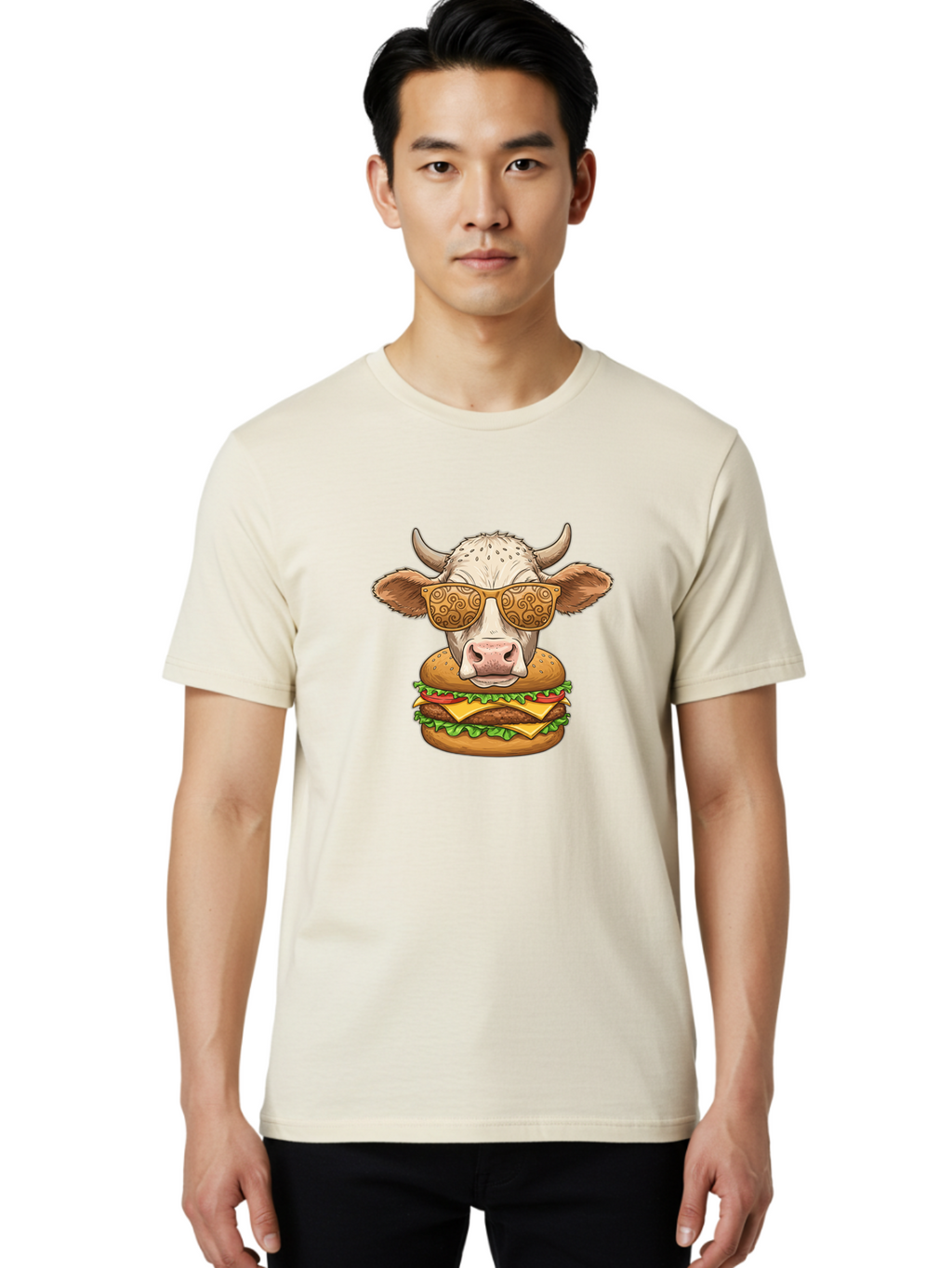 Cow-Burger-1 Men'S Graphic Tee, 100% Cotton, Comfortable Casual Summer Wear, Machine Washable, Vintage Camera, Old Camera, Antique Camera, Black Camera, Classic Photography, Photography Equipment, Nostalgic Device, Film Camera, Camera Art Bah794