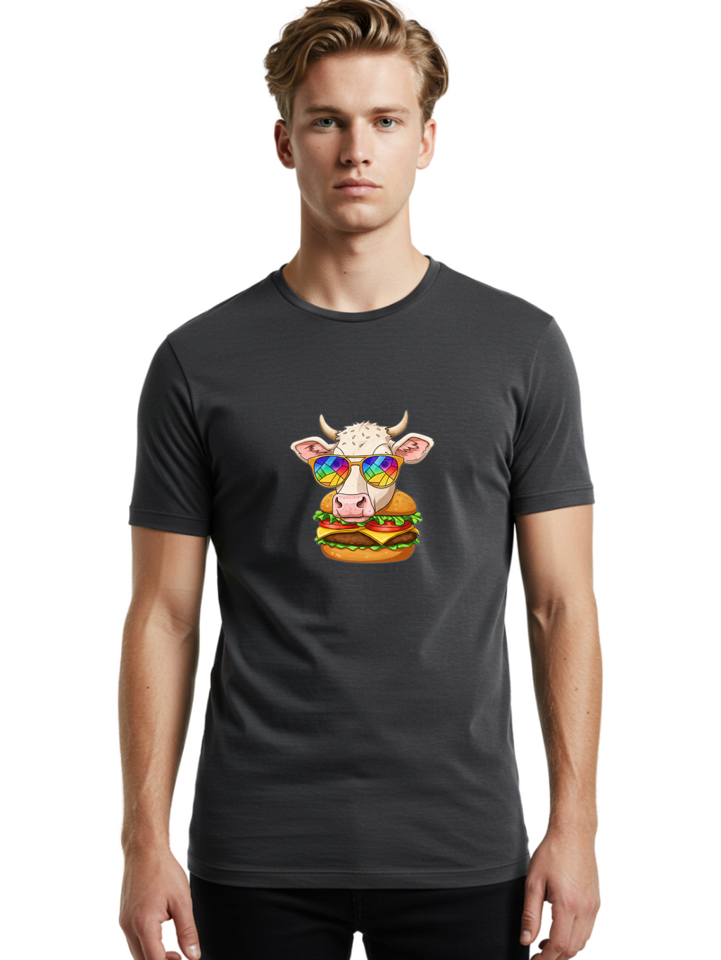 Cow-Burger Men'S Graphic Tee, 100% Cotton, Comfortable Casual Summer Wear, Machine Washable, Vintage Camera, Old Camera, Antique Camera, Black Camera, Classic Photography, Photography Equipment, Nostalgic Device, Film Camera, Camera Art Bah795