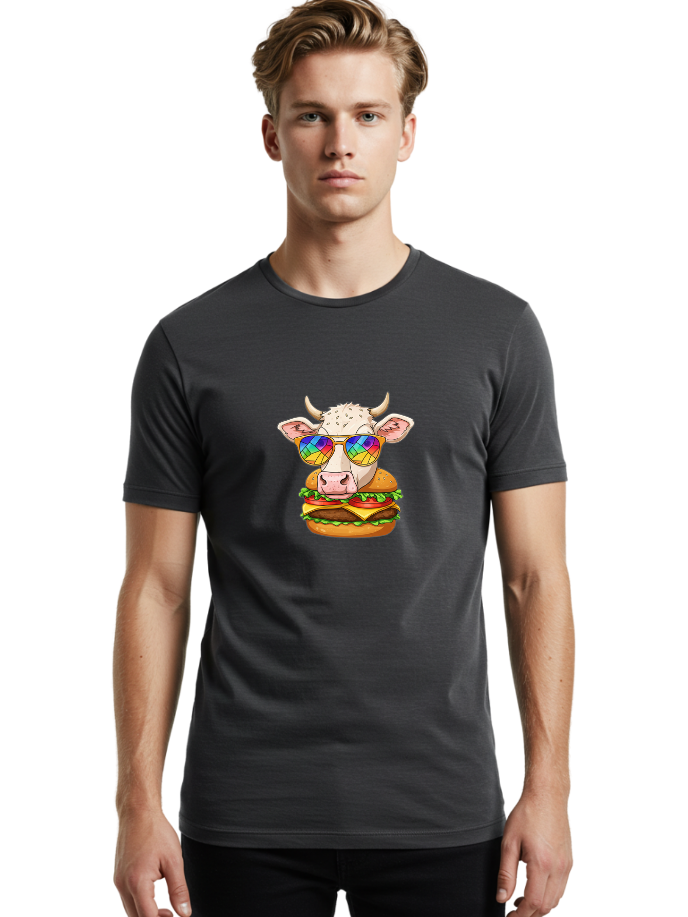 Cow-Burger Men'S Graphic Tee, 100% Cotton, Comfortable Casual Summer Wear, Machine Washable, Vintage Camera, Old Camera, Antique Camera, Black Camera, Classic Photography, Photography Equipment, Nostalgic Device, Film Camera, Camera Art Bah795