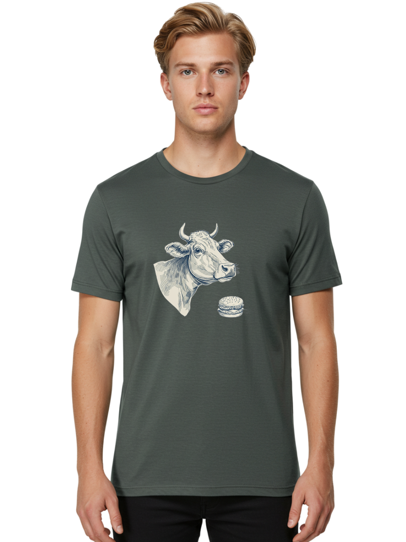 Cow-Head-And-Burger Men'S Graphic Tee, 100% Cotton, Comfortable Casual Summer Wear, Machine Washable, Vintage Camera, Old Camera, Antique Camera, Black Camera, Classic Photography, Photography Equipment, Nostalgic Device, Film Camera, Bah796