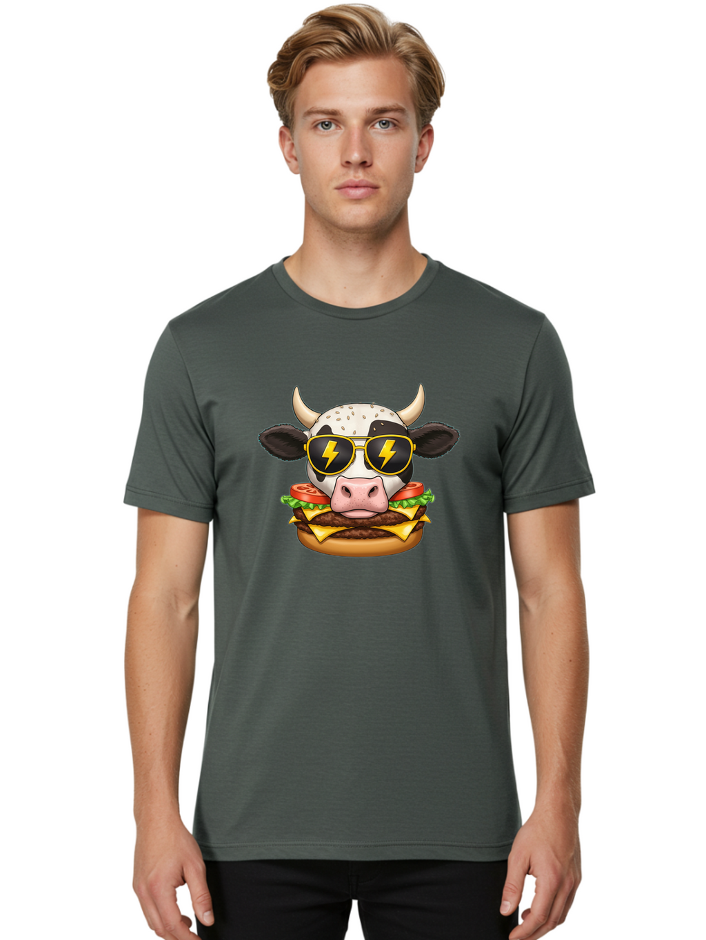 Cow-Head-Burger Men'S Graphic Tee, 100% Cotton, Comfortable Casual Summer Wear, Machine Washable, Vintage Camera, Old Camera, Antique Camera, Black Camera, Classic Photography, Photography Equipment, Nostalgic Device, Film Camera, Camera Art Bah797